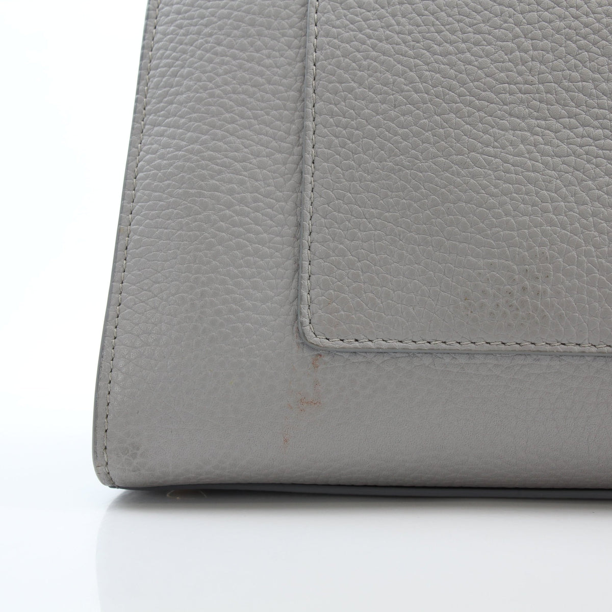 Burberry Mini Frances tote bag in light gray grainy leather, handbag view