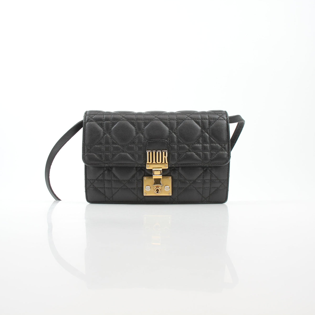 Christian Dior Dioraddict Cannage Mini Flap Bag in black, Gold & Beyond handbag