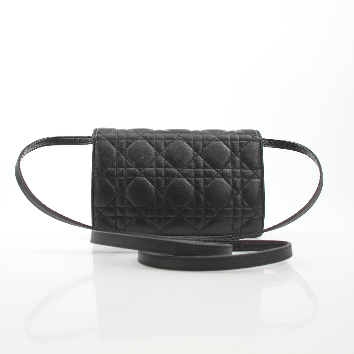 Christian Dior Dioraddict Cannage mini flap handbag in black leather with gold-tone hardware