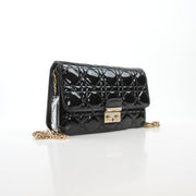 Christian Dior Miss Dior Promenade pouch in black patent Cannage leather, handbag view