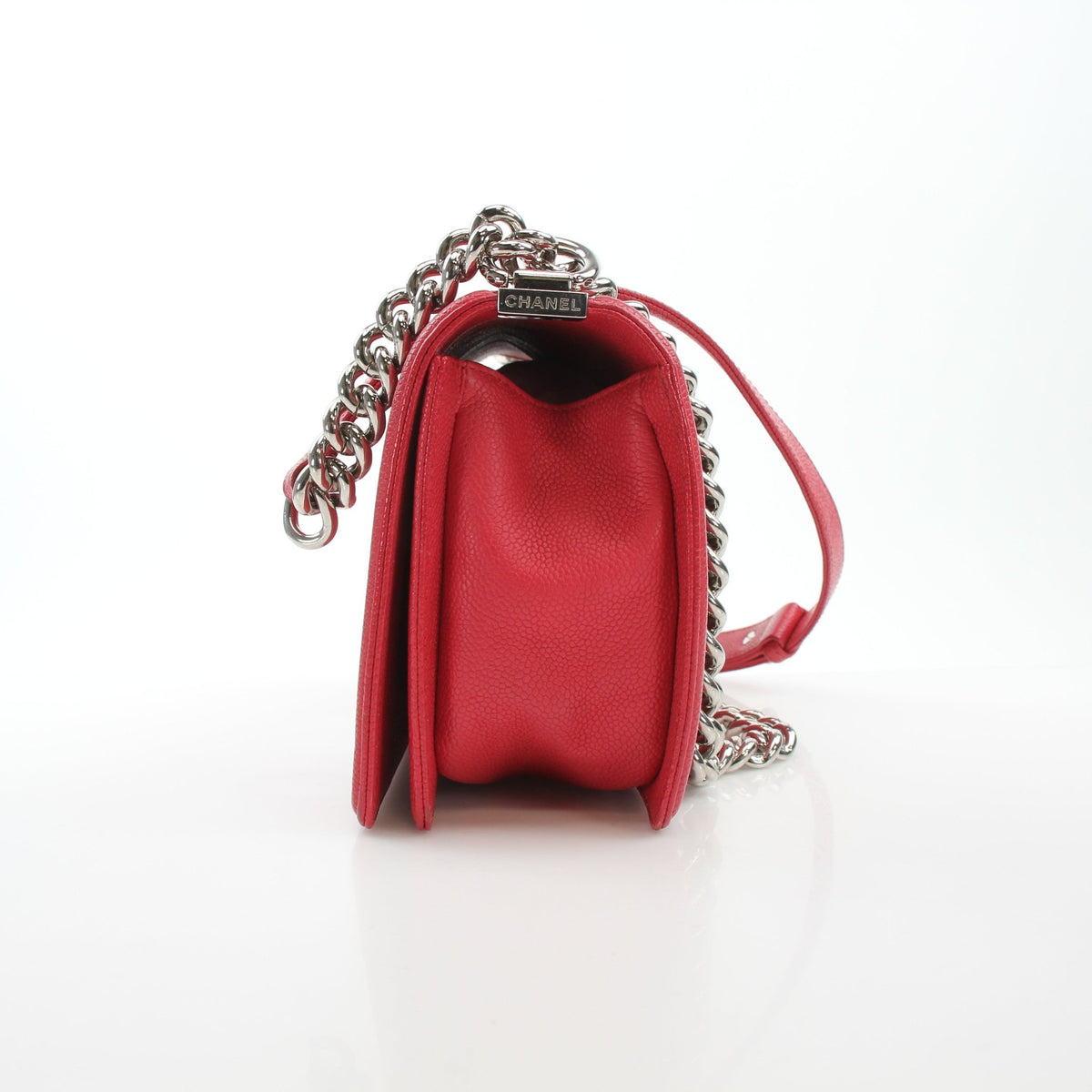 Chanel Boy Bag red quilted caviar leather handbag by Gold & Beyond