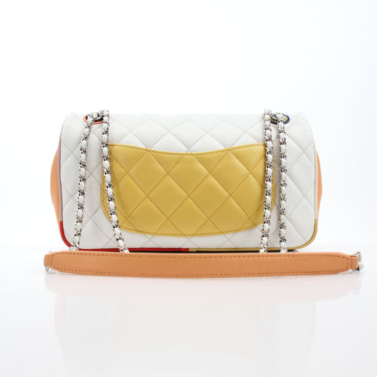 White multicolor Chanel Paris-Cuba medium flap handbag with chain strap and patterned design