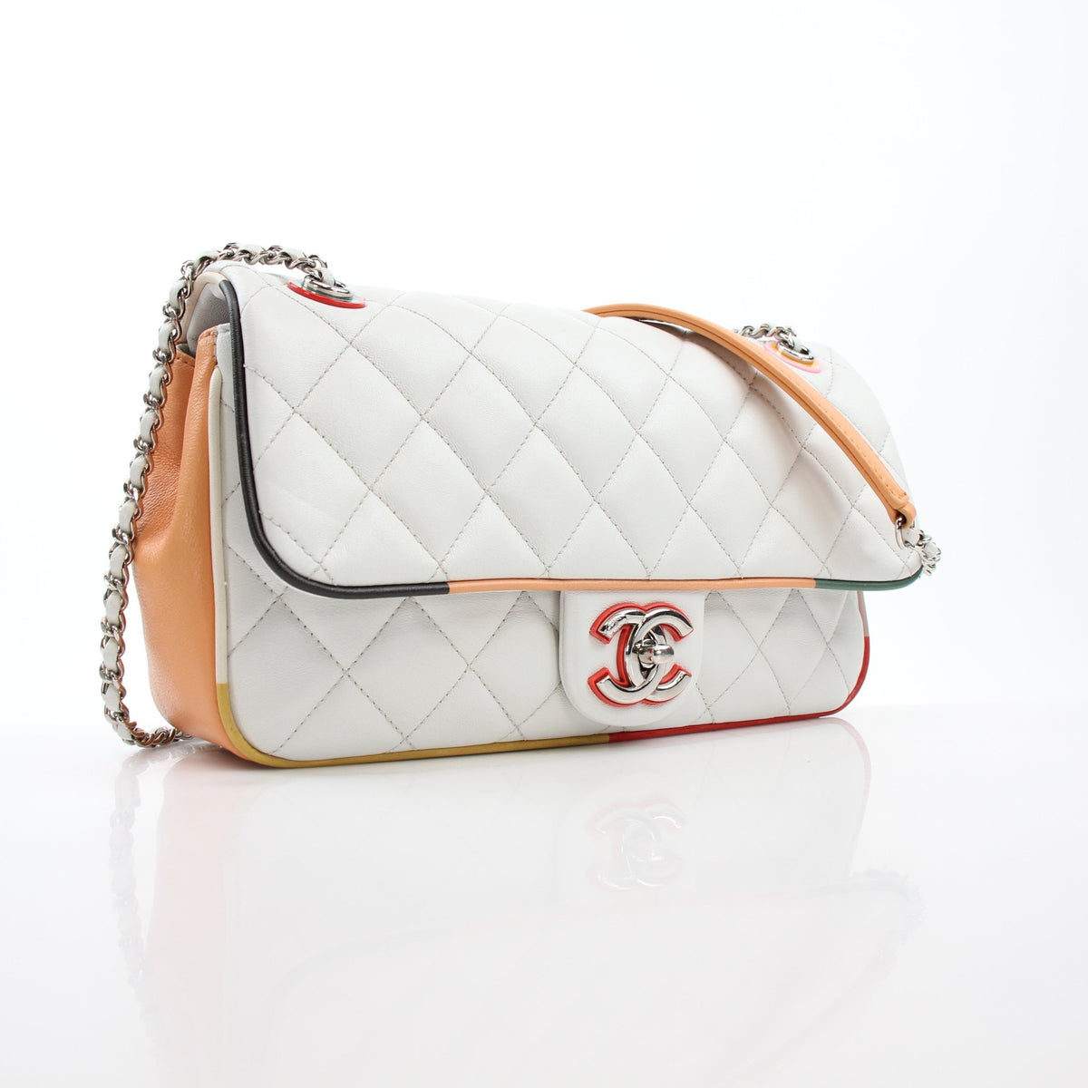 Chanel Paris-Cuba medium flap handbag in white multicolor with chain strap