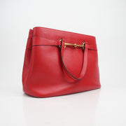 Gucci Red Leather Horsebit 2-Way Tote Bag