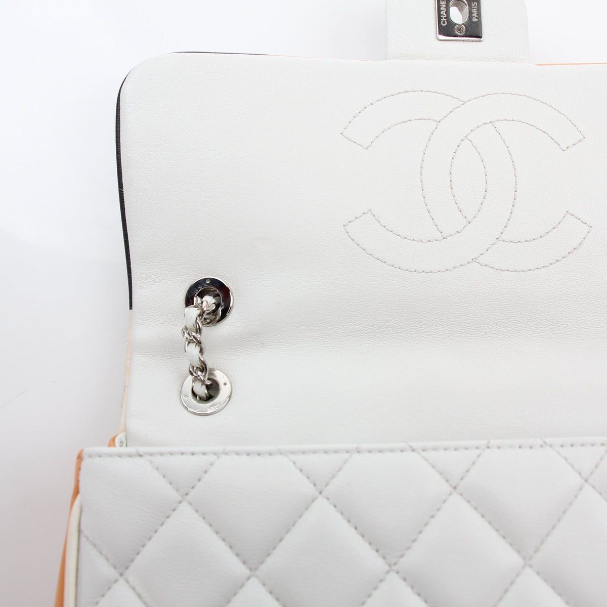 Chanel Paris-Cuba medium flap bag in white multicolor, displayed as a designer handbag