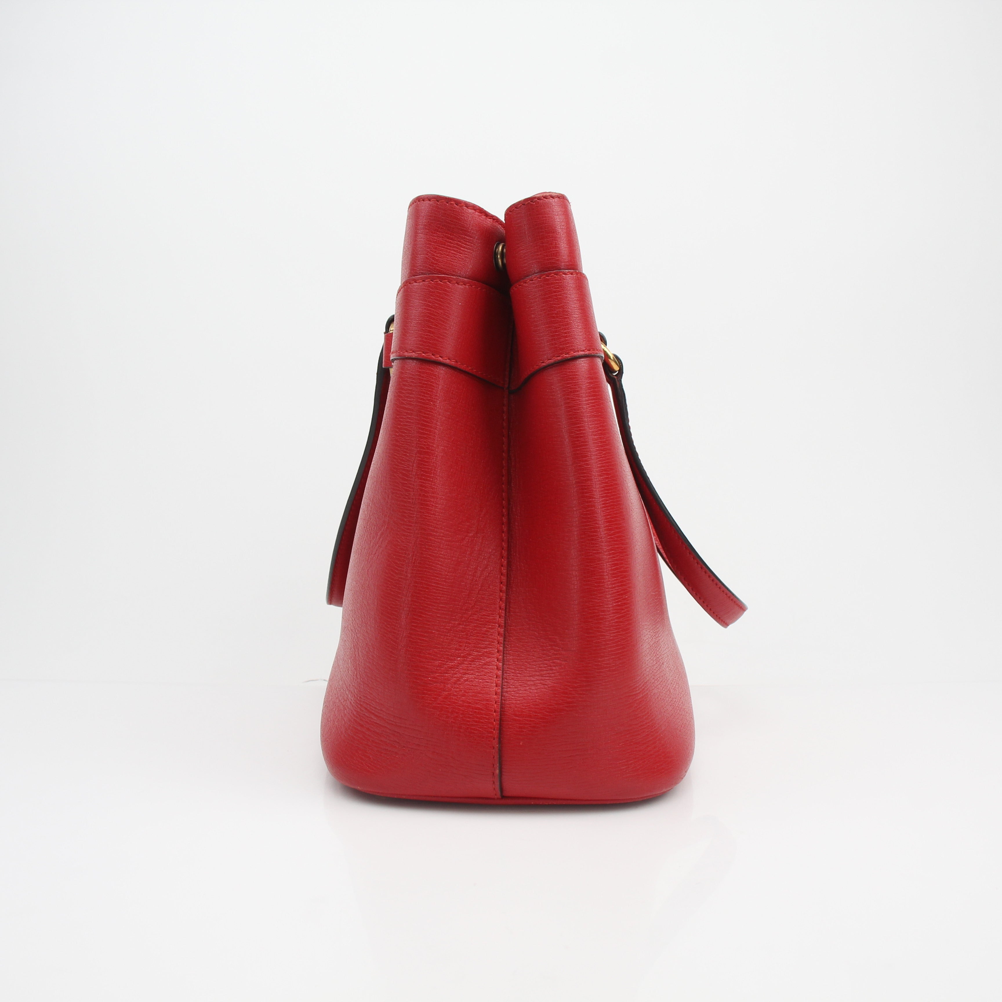 Gucci Red Leather Horsebit 2-Way Tote Bag