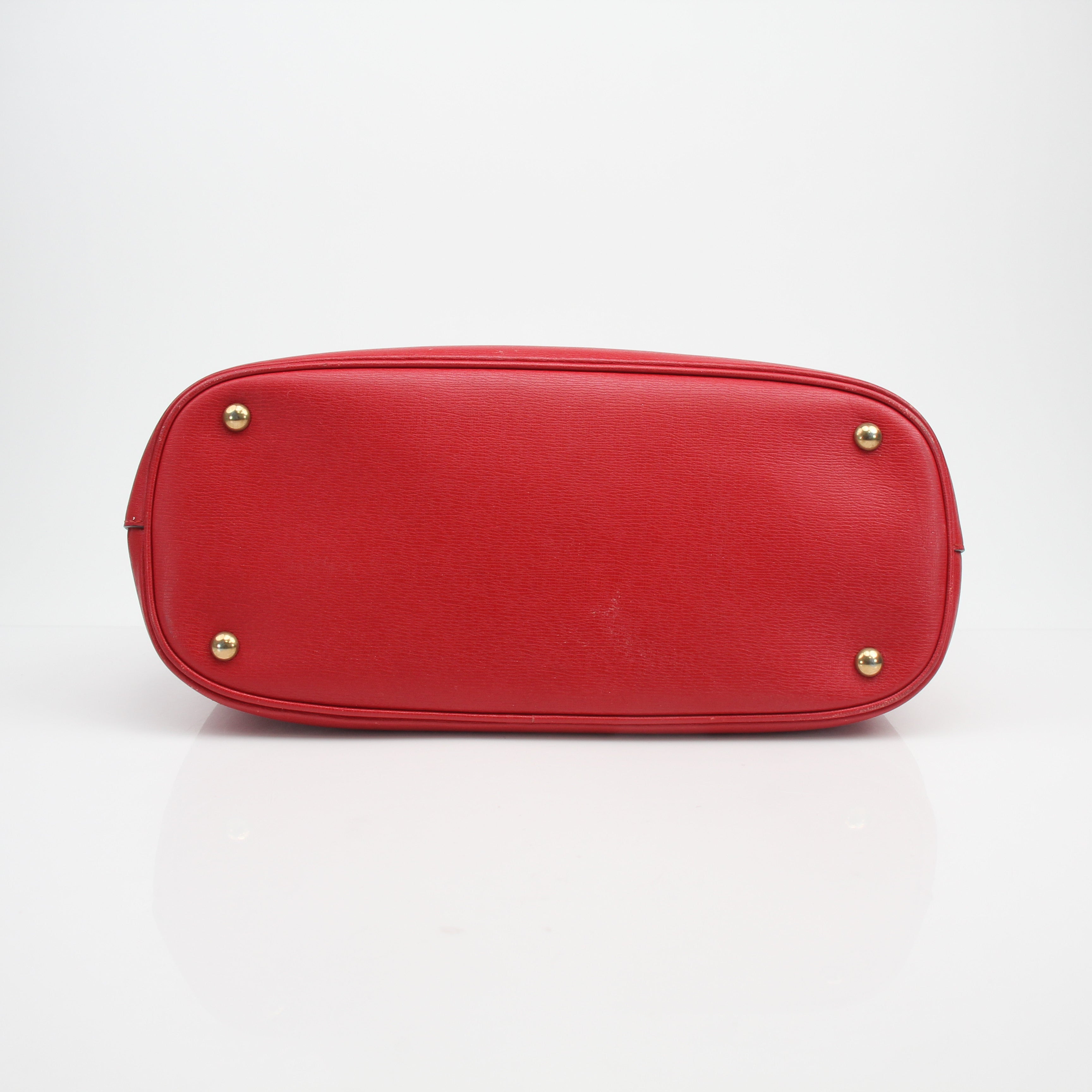 Gucci Red Leather Horsebit 2-Way Tote Bag