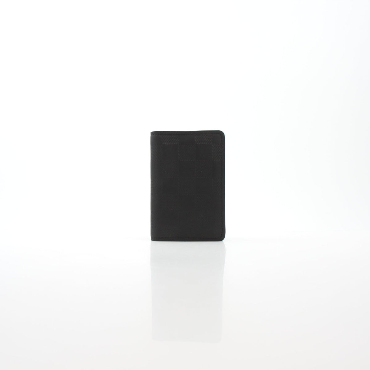Black Damier Infini leather pocket organizer card holder by Louis Vuitton, front view