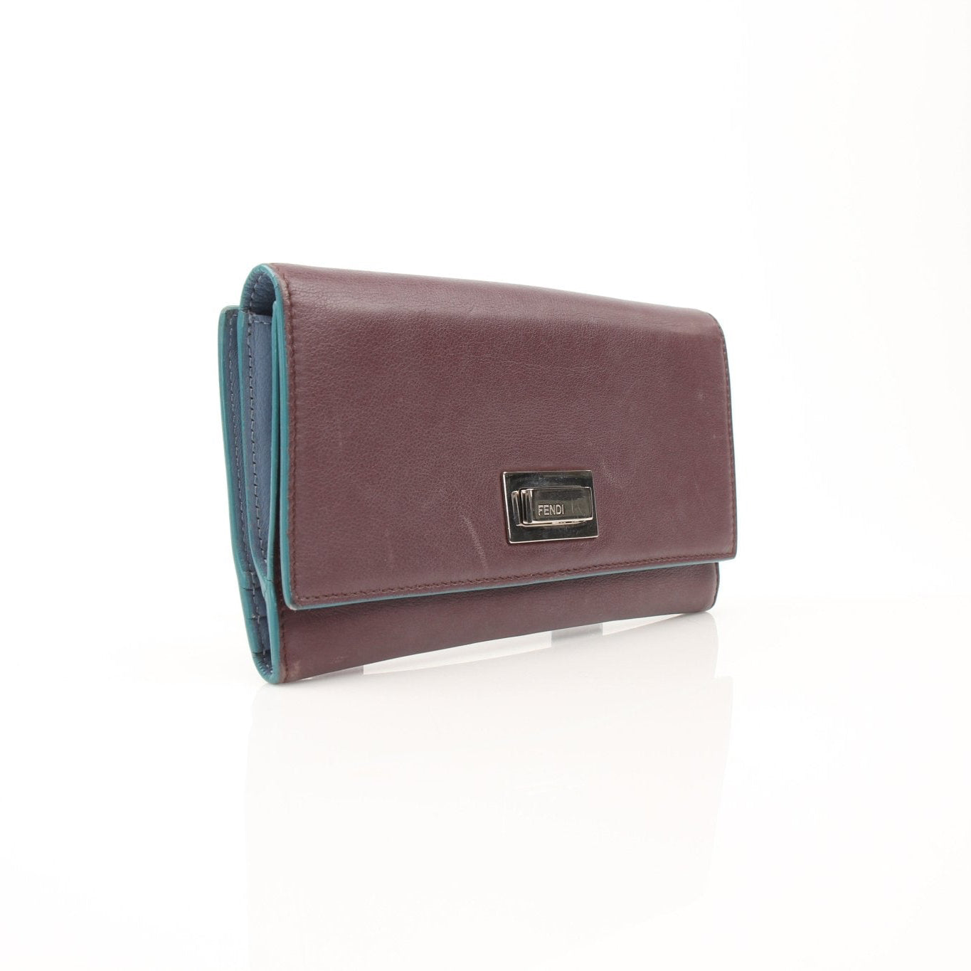 Fendi burgundy continental wallet by Gold & Beyond with multiple card slots and sleek leather design.