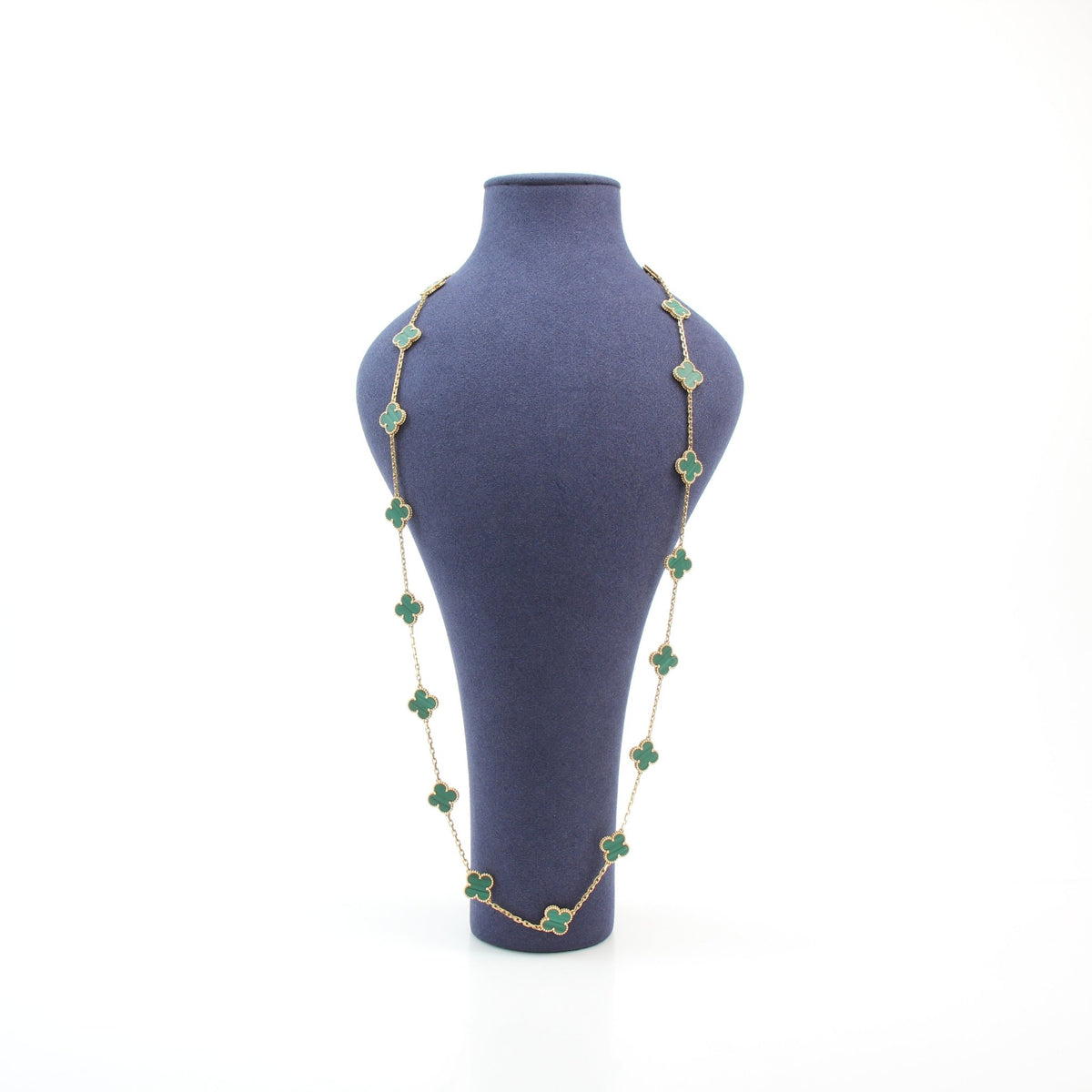 Van Cleef & Arpels Vintage Alhambra malachite 20-motif long necklace by Gold & Beyond