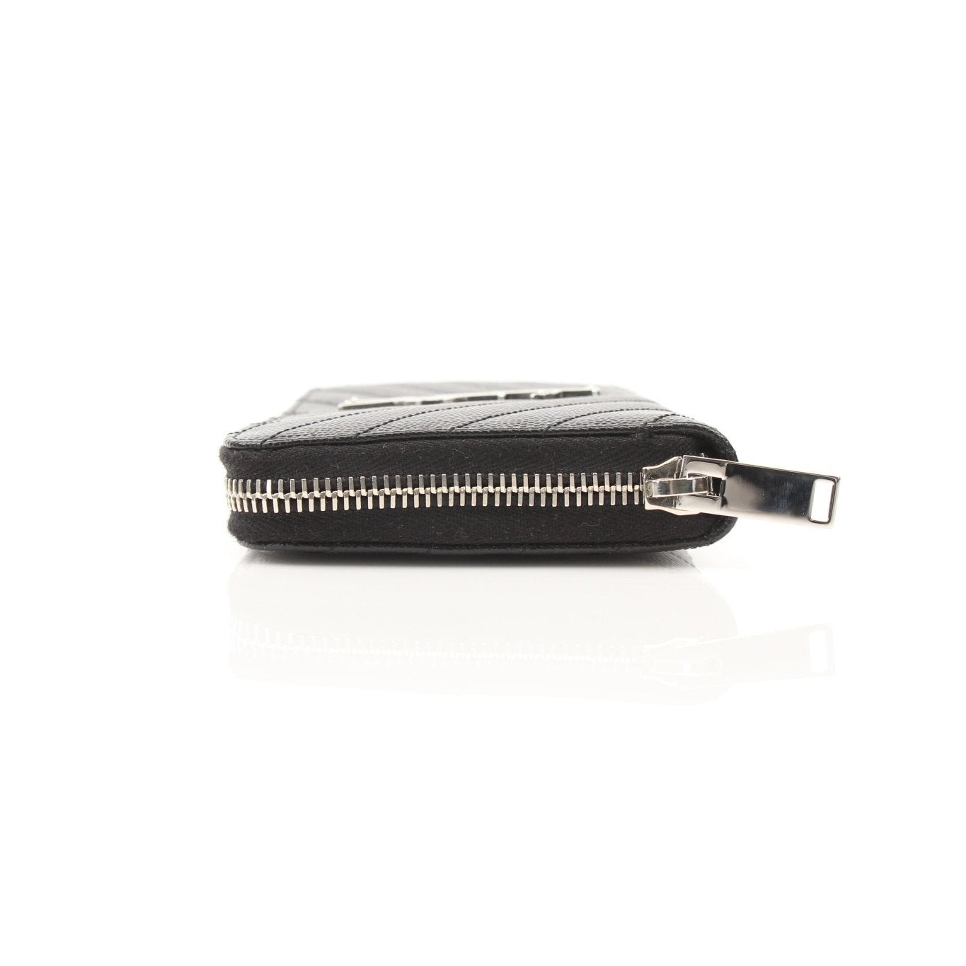 Gold & Beyond Saint Laurent Matelassé Chevron zip-around wallet with quilted leather and gold-tone zipper detailing.
