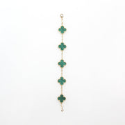 Van Cleef & Arpels Vintage Alhambra malachite five-motif bracelet in green stone and gold-tone metal
