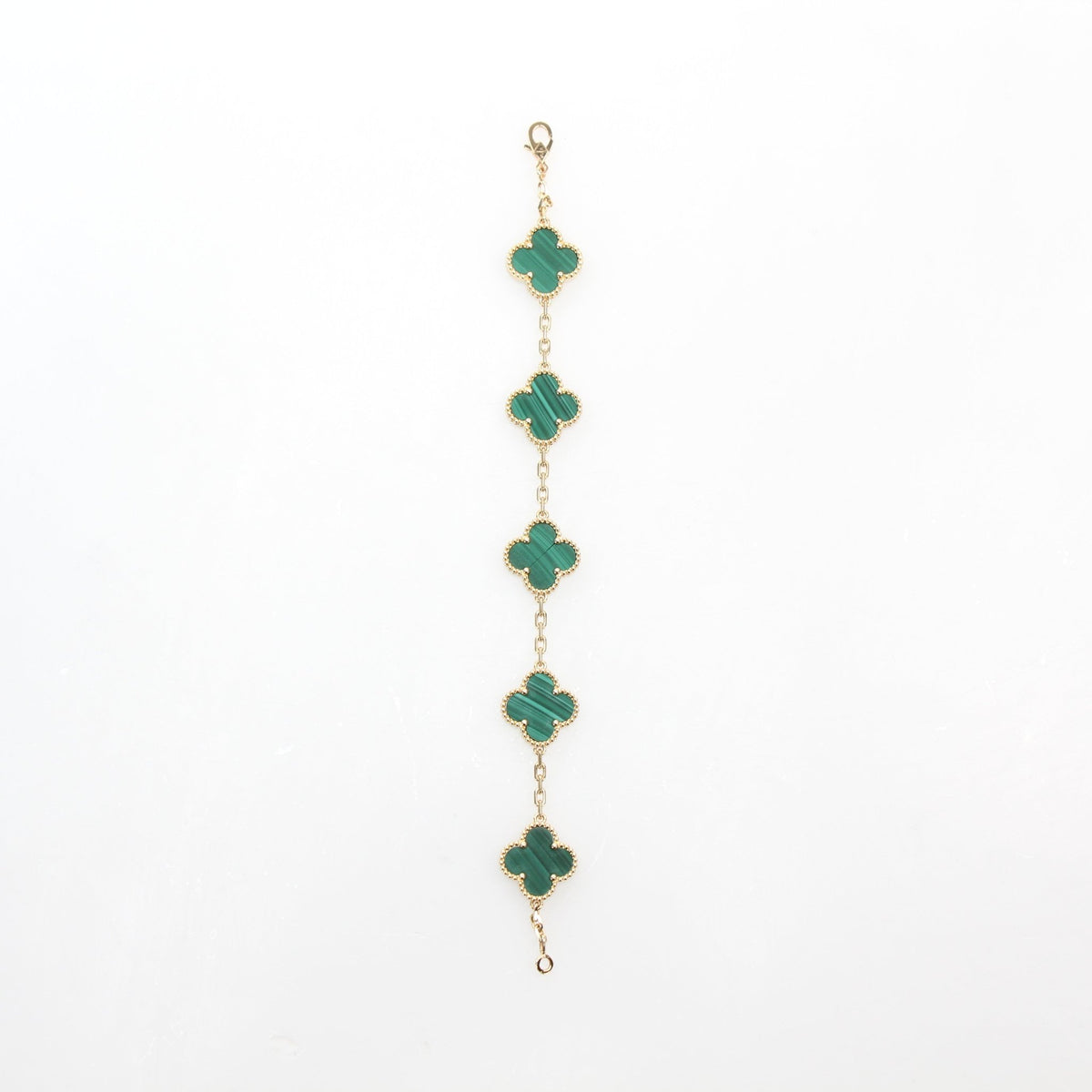 Van Cleef & Arpels Vintage Alhambra malachite five-motif bracelet in green stone and gold-tone metal