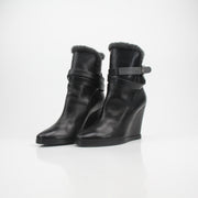 Fendi Shearling Ankle Wedge Boots
