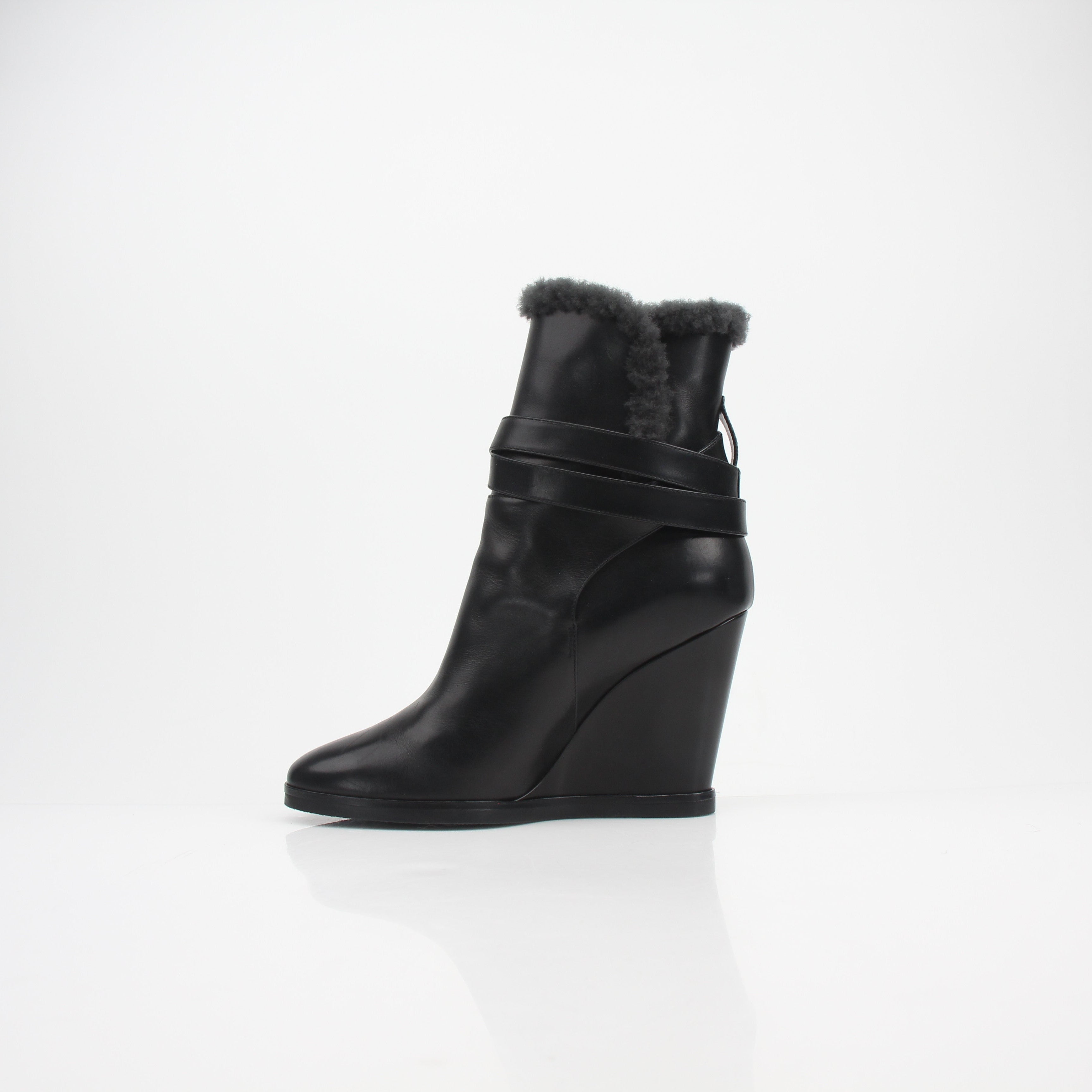 Fendi Shearling Ankle Wedge Boots