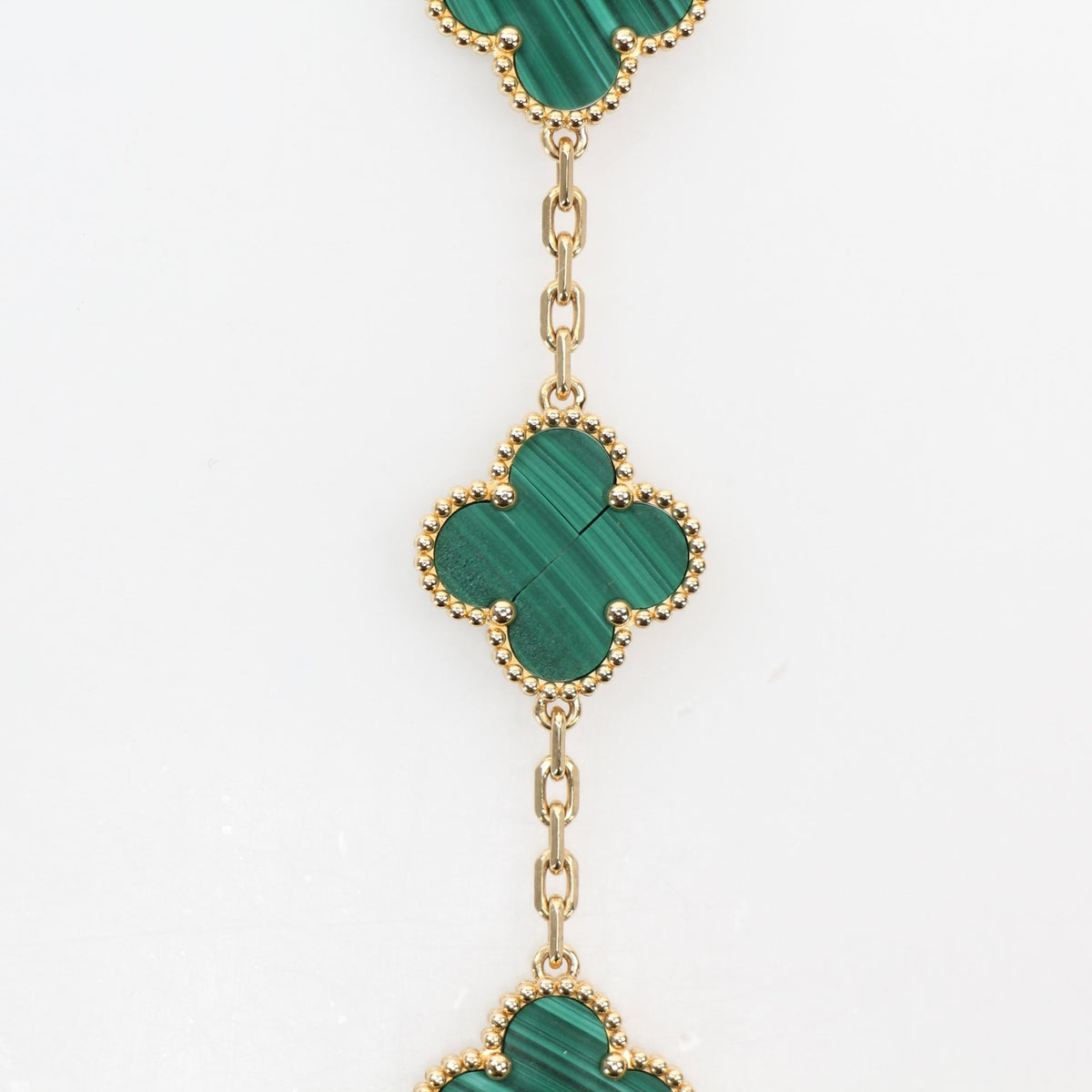 Van Cleef & Arpels Vintage Alhambra malachite 5-motif bracelet in green stone and gold-tone metal