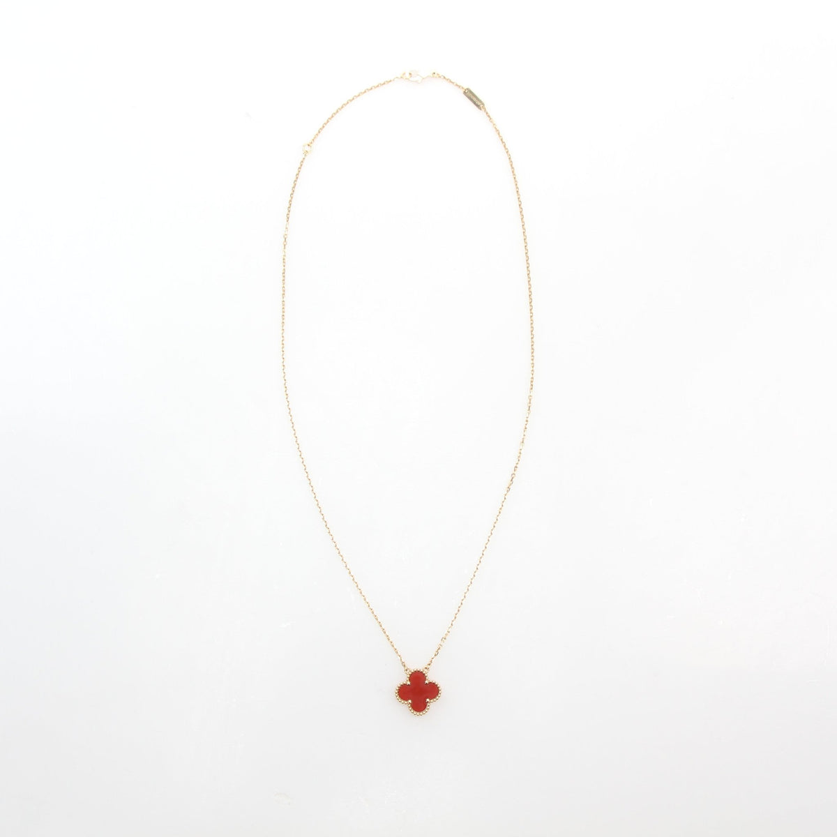 Gold & Beyond Van Cleef & Arpels Vintage Alhambra carnelian pendant necklace jewelry