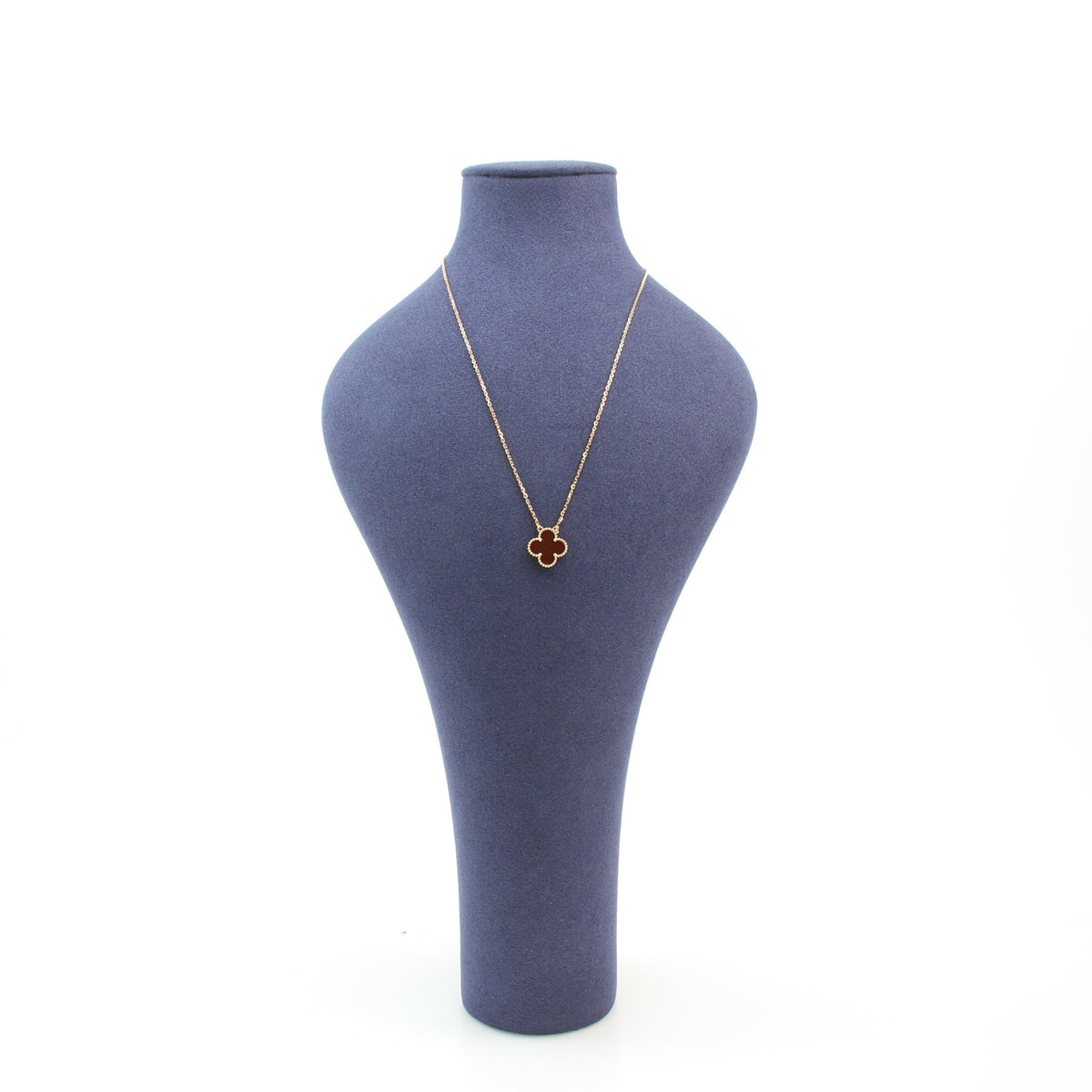 Gold & Beyond Van Cleef & Arpels Vintage Alhambra carnelian pendant necklace in gold jewelry design