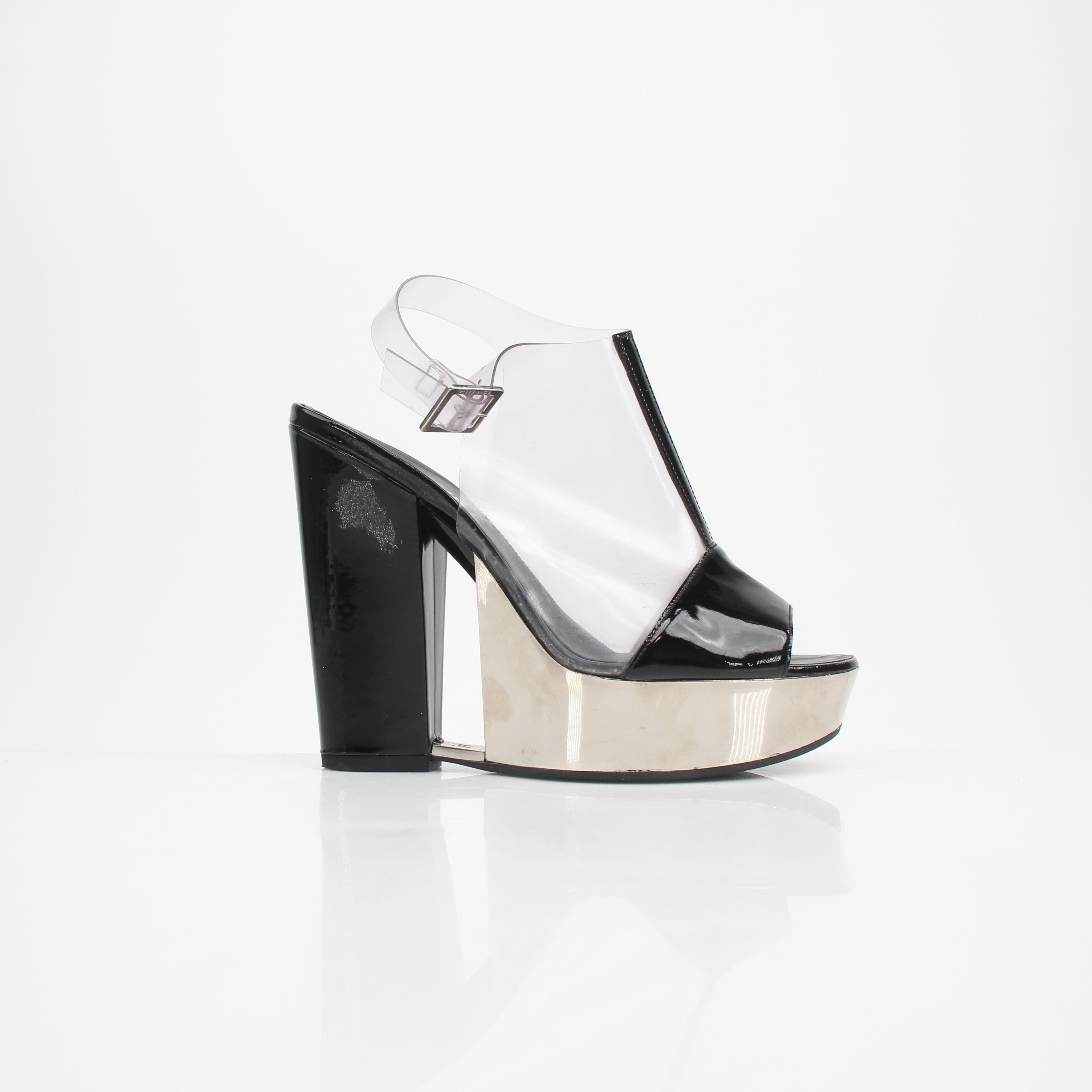 Chanel Vintage PVC Slingback Platform Heels