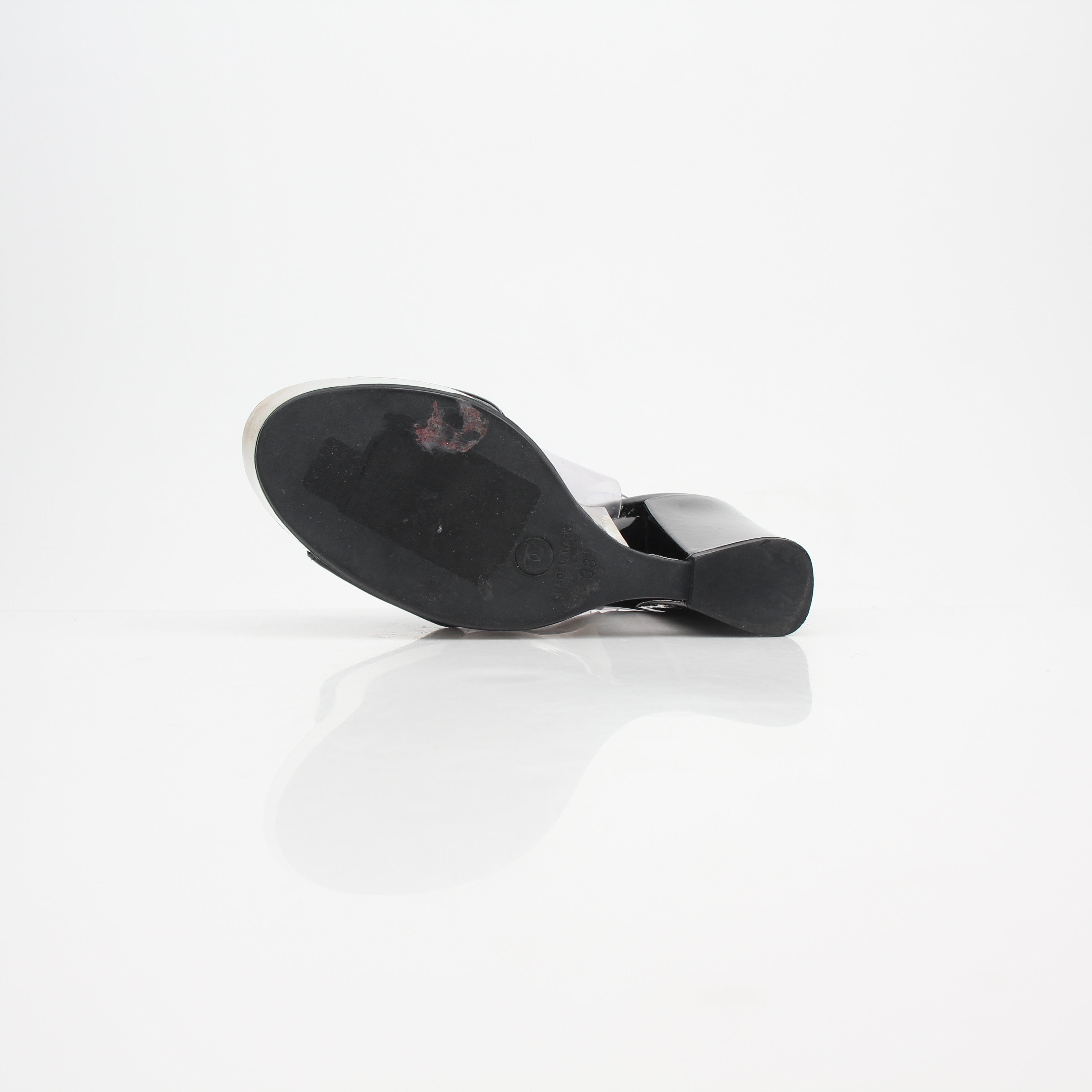 Chanel Vintage PVC Slingback Platform Heels