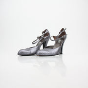 Versace Glittered Double Ankle Strap Heels