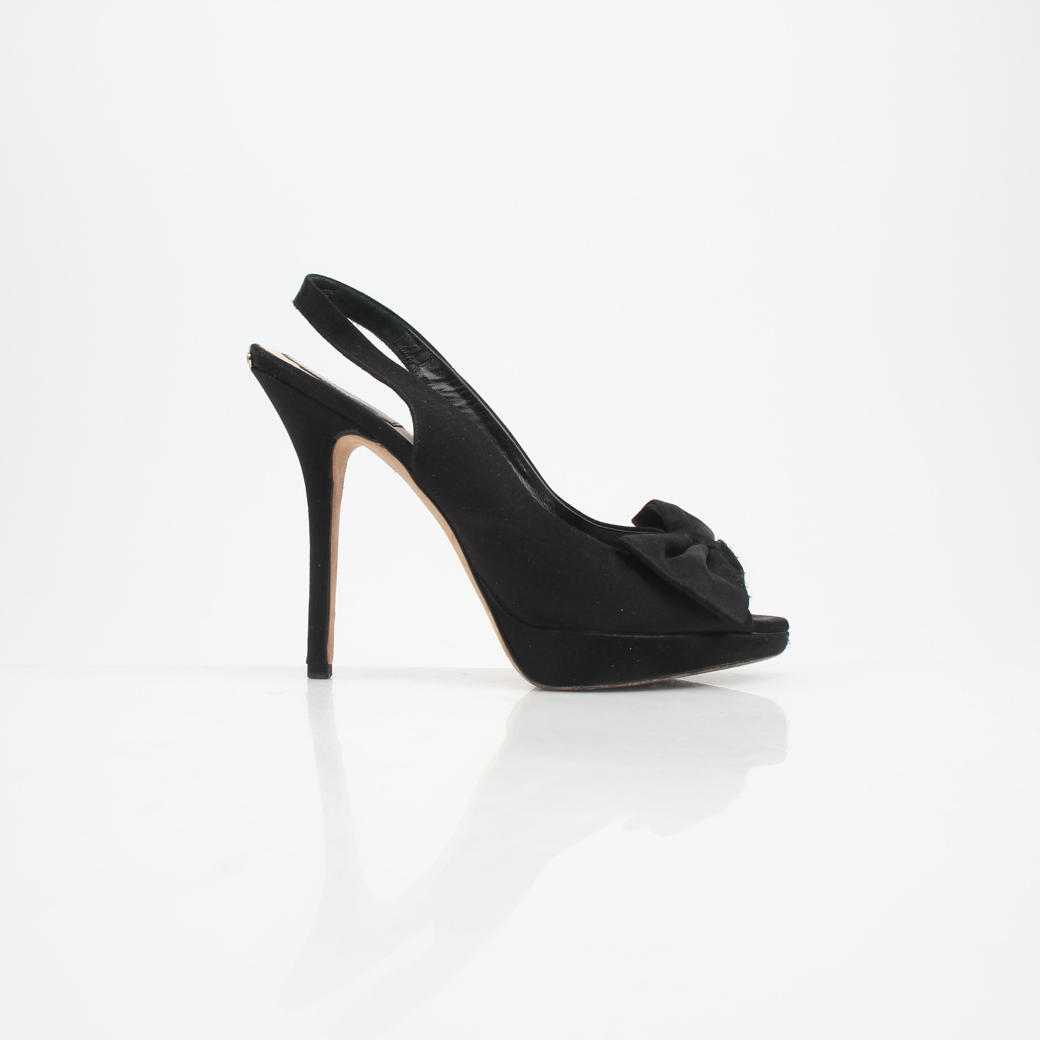 Christian Dior Bow Accent Slingback Peep Toe Heels
