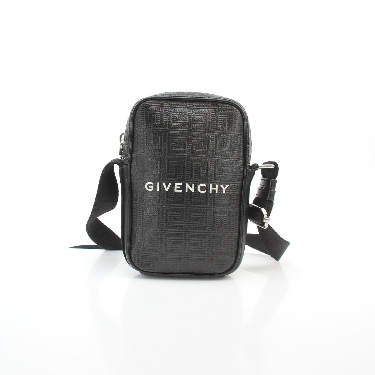 Givenchy black 4G coated canvas small vertical crossbody handbag with adjustable strap
