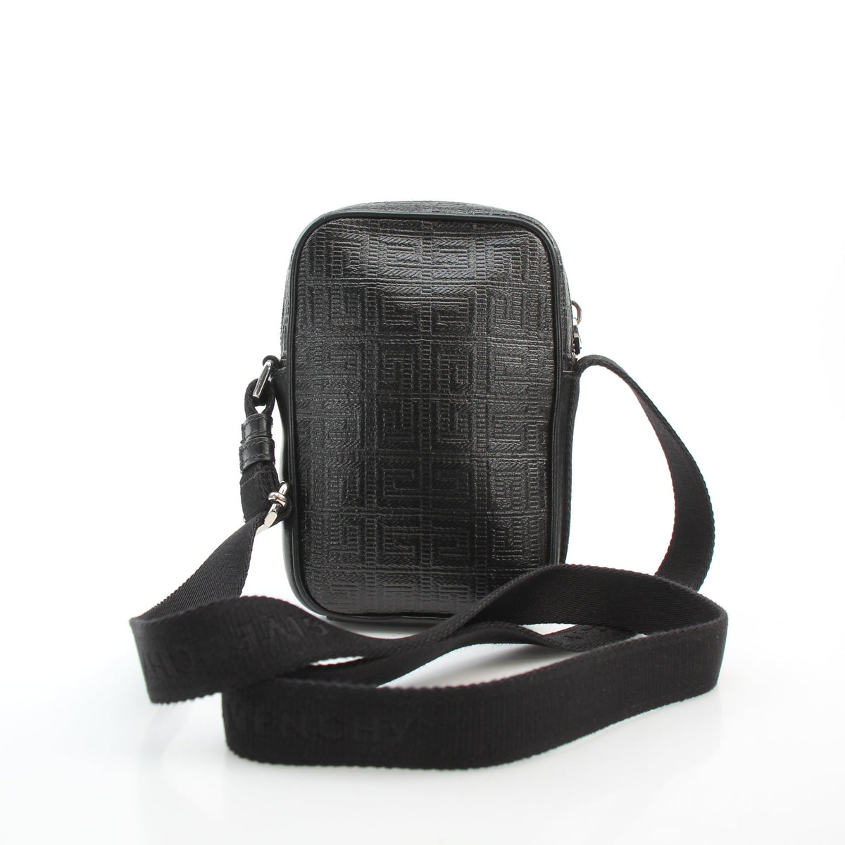 Givenchy black 4G coated canvas small vertical crossbody handbag with adjustable strap