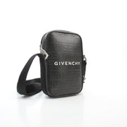 Givenchy black 4G coated canvas small vertical crossbody bag with adjustable strap