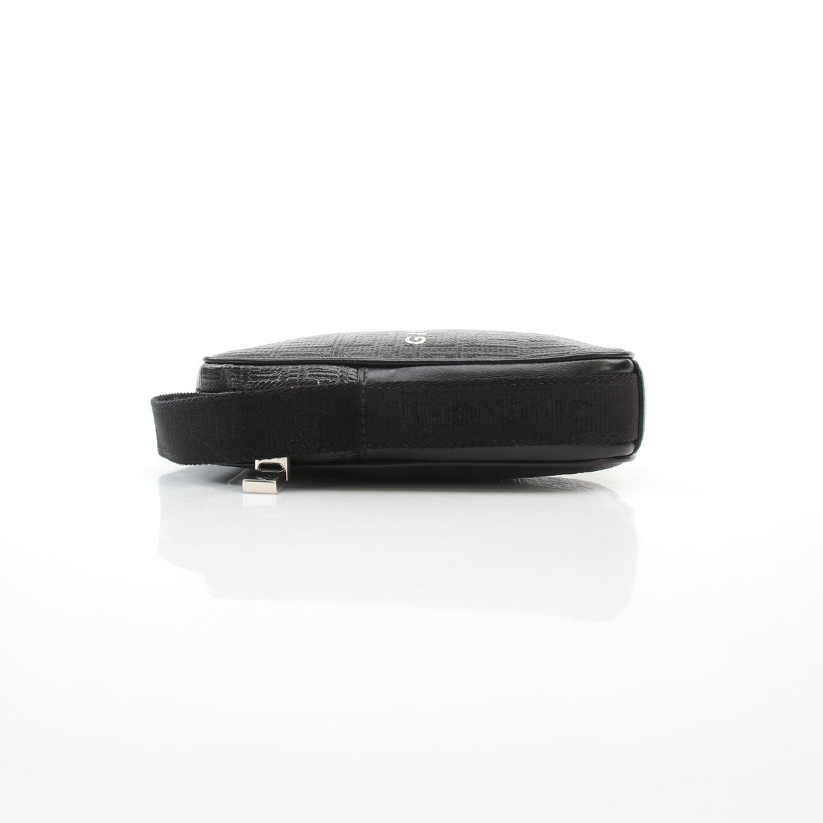 Givenchy black 4G coated canvas small vertical crossbody bag with adjustable strap and front logo detail