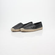 Saint Laurent YSL Logo Embossed Lambskin Espadrille Flats