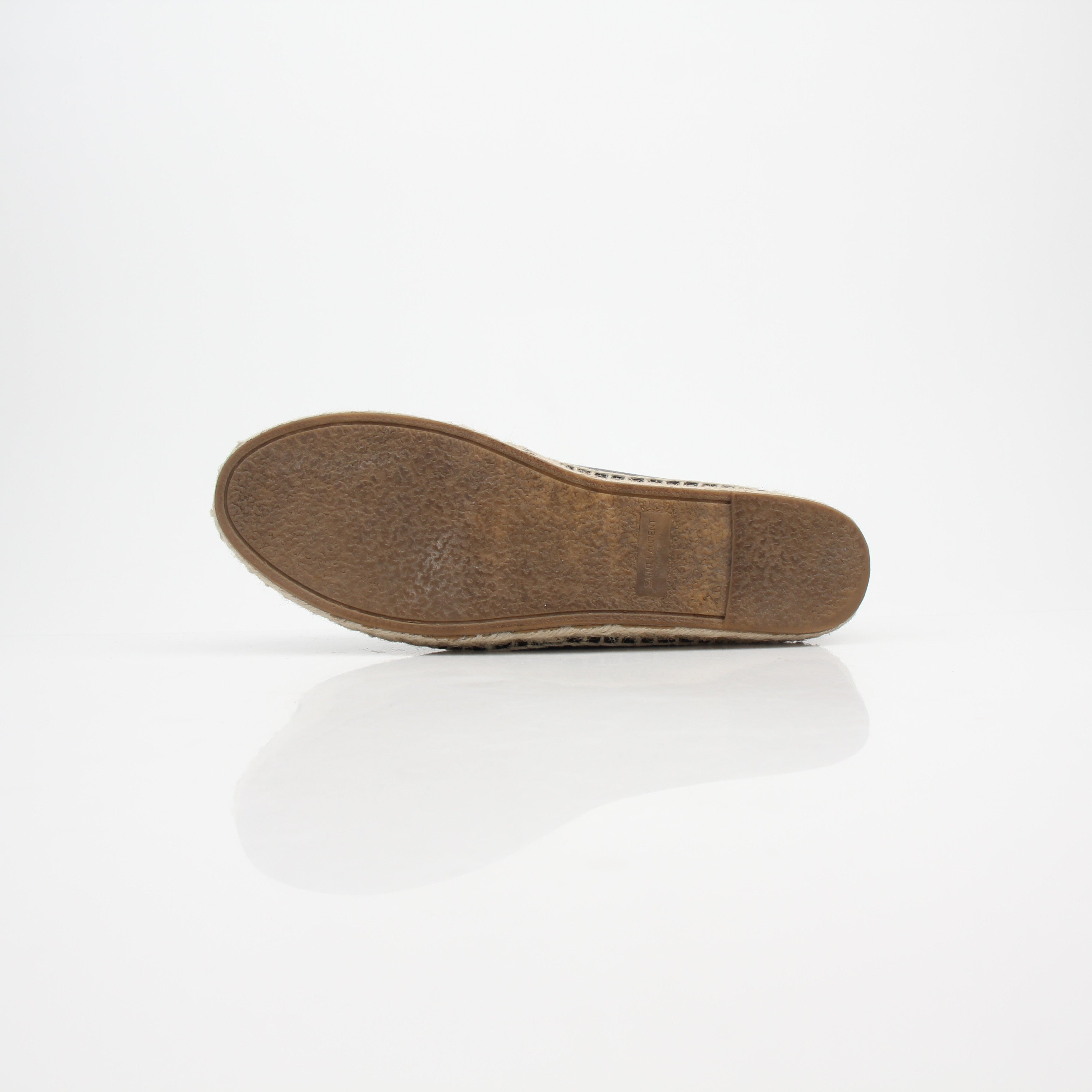 Saint Laurent YSL Logo Embossed Lambskin Espadrille Flats