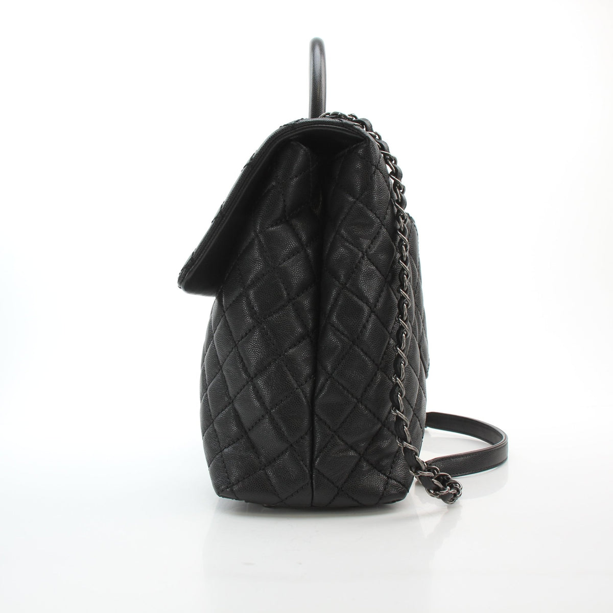 Chanel black caviar leather large Coco Handle flap handbag by Gold & Beyond