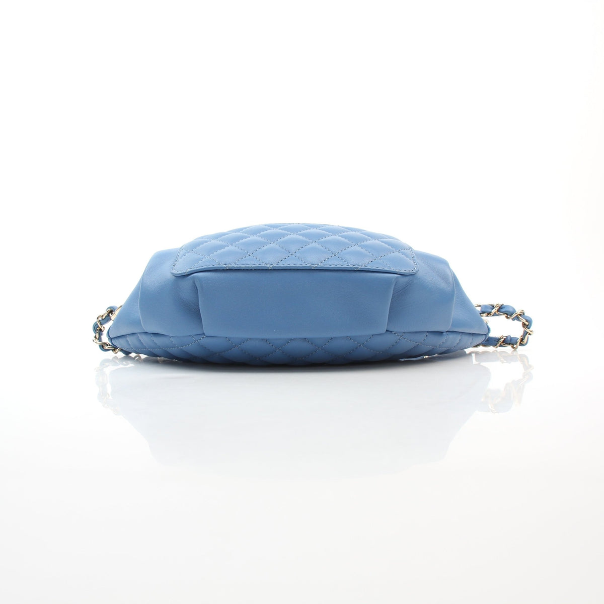 Chanel blue lambskin leather bi-quilted classic waist bag, front view