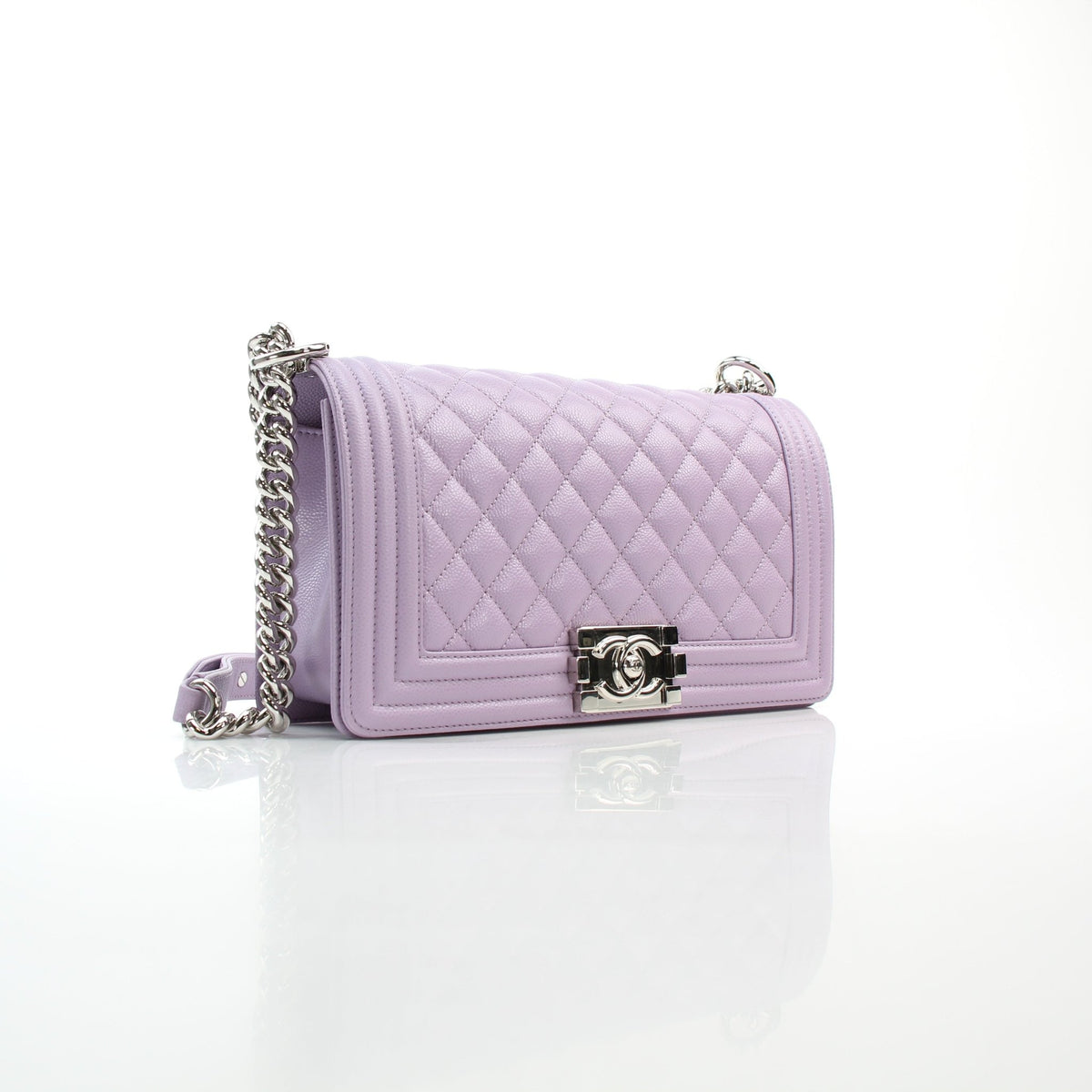 Chanel lilac caviar leather medium Boy flap handbag by Gold & Beyond