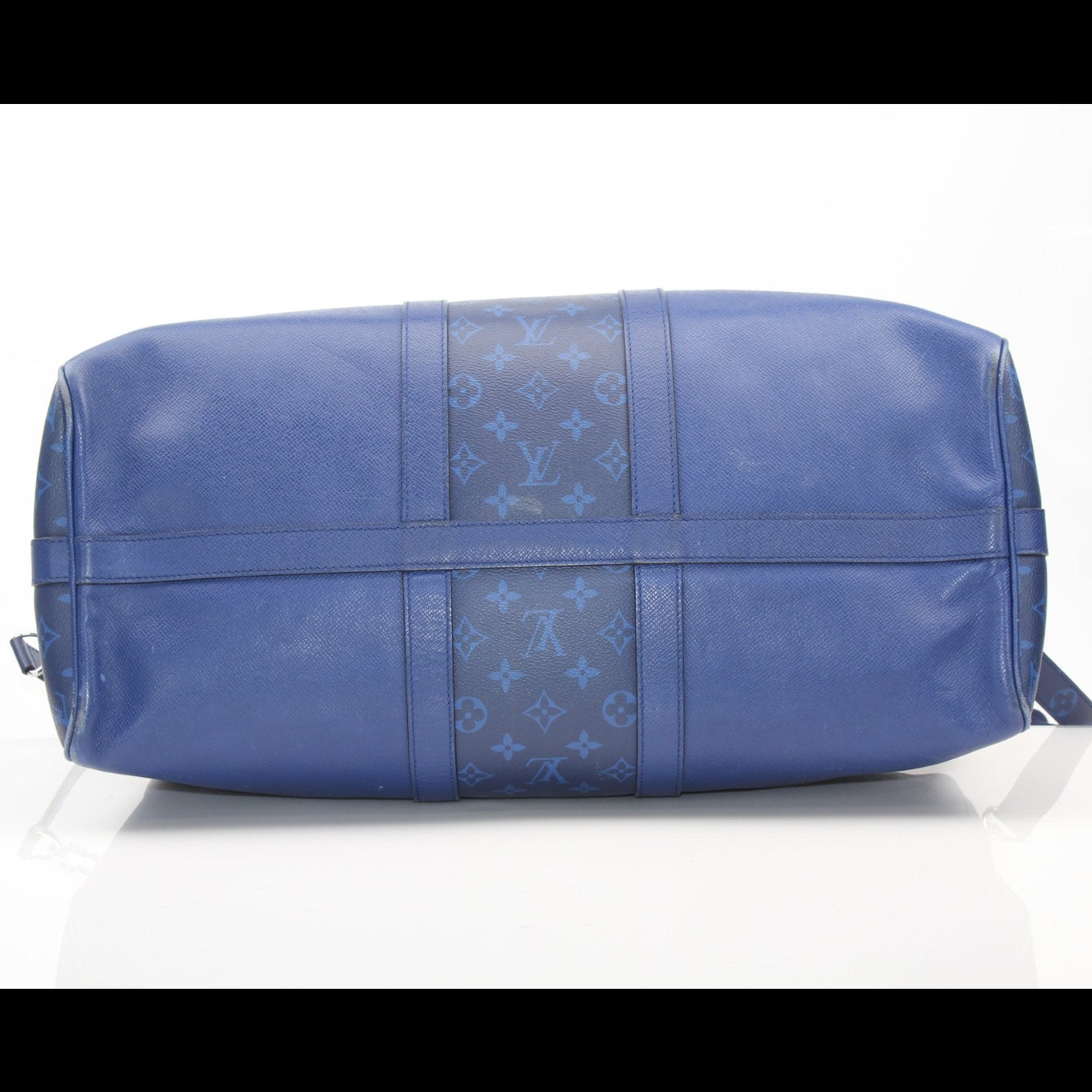 Louis Vuitton Blue Keepall 50 Bandoulière duffle bag for travel, featuring iconic design and spacious interior, by Gold & Beyond