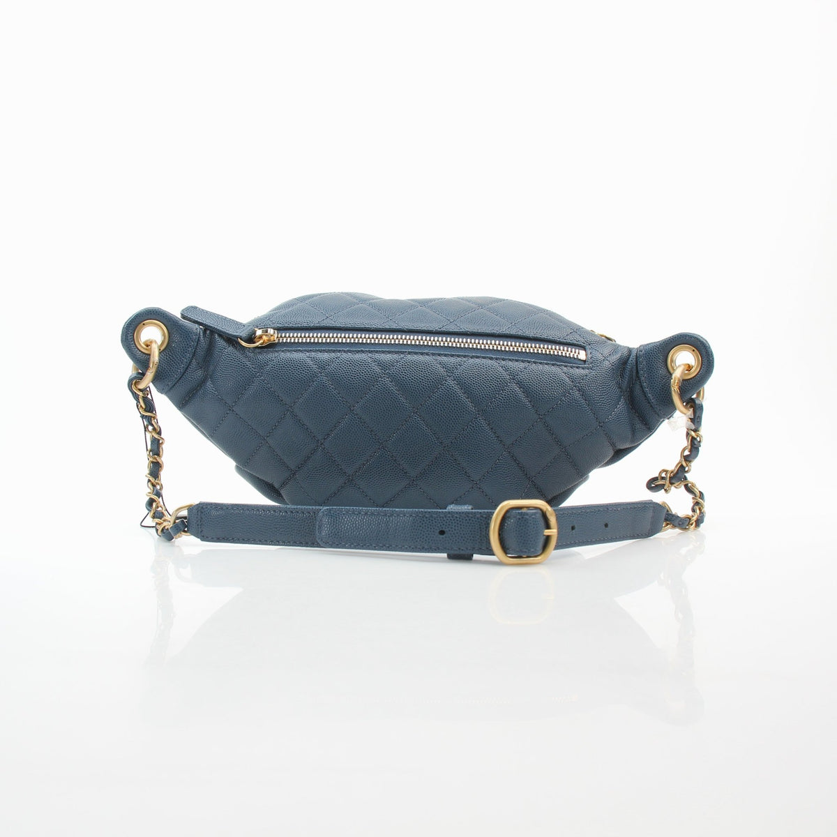 Chanel blue caviar leather CC Filigree waist bag handbag with adjustable strap