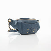 Chanel blue caviar leather CC Filigree waist bag handbag with adjustable strap