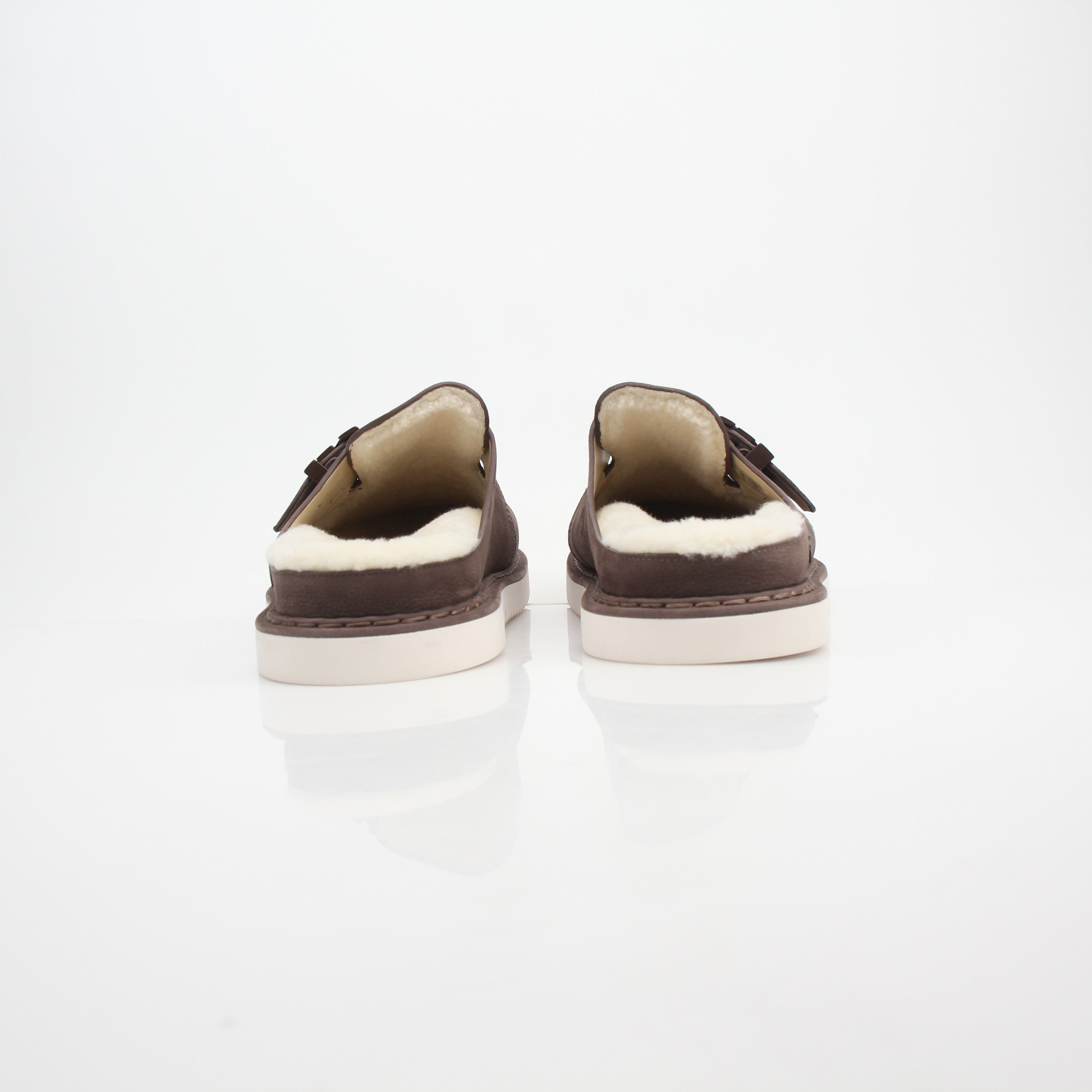 Louis Vuitton Brown Suede LV Buckle Mules