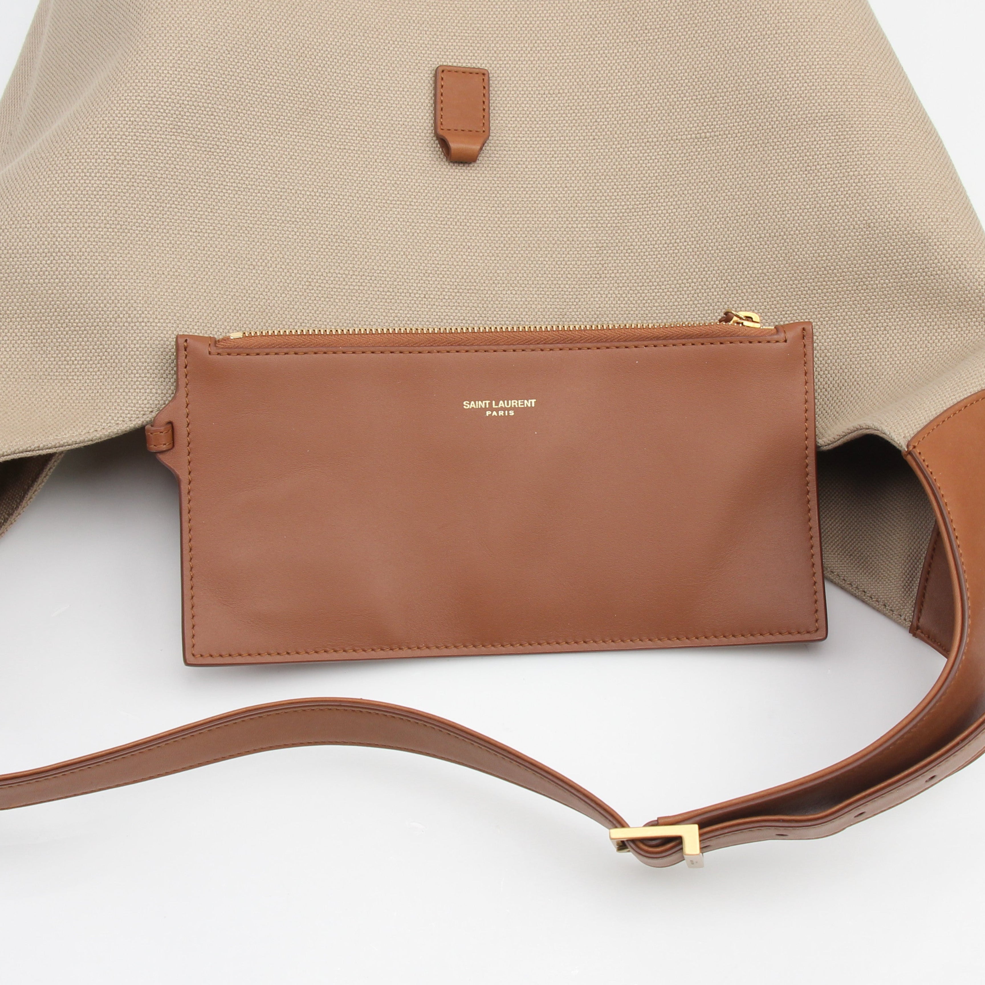 Saint Laurent Canvas YSL Hobo Tote Bag