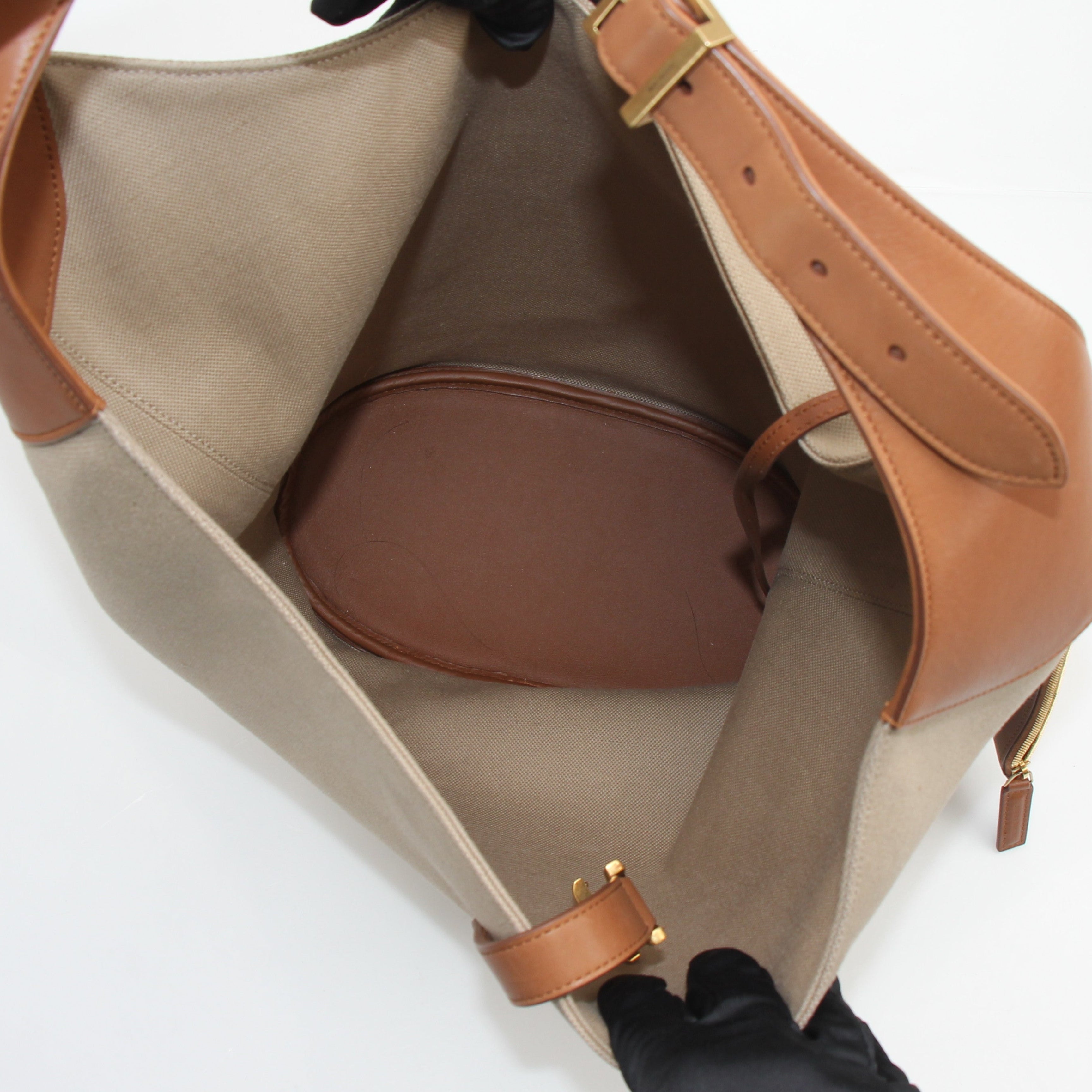 Saint Laurent Canvas YSL Hobo Tote Bag