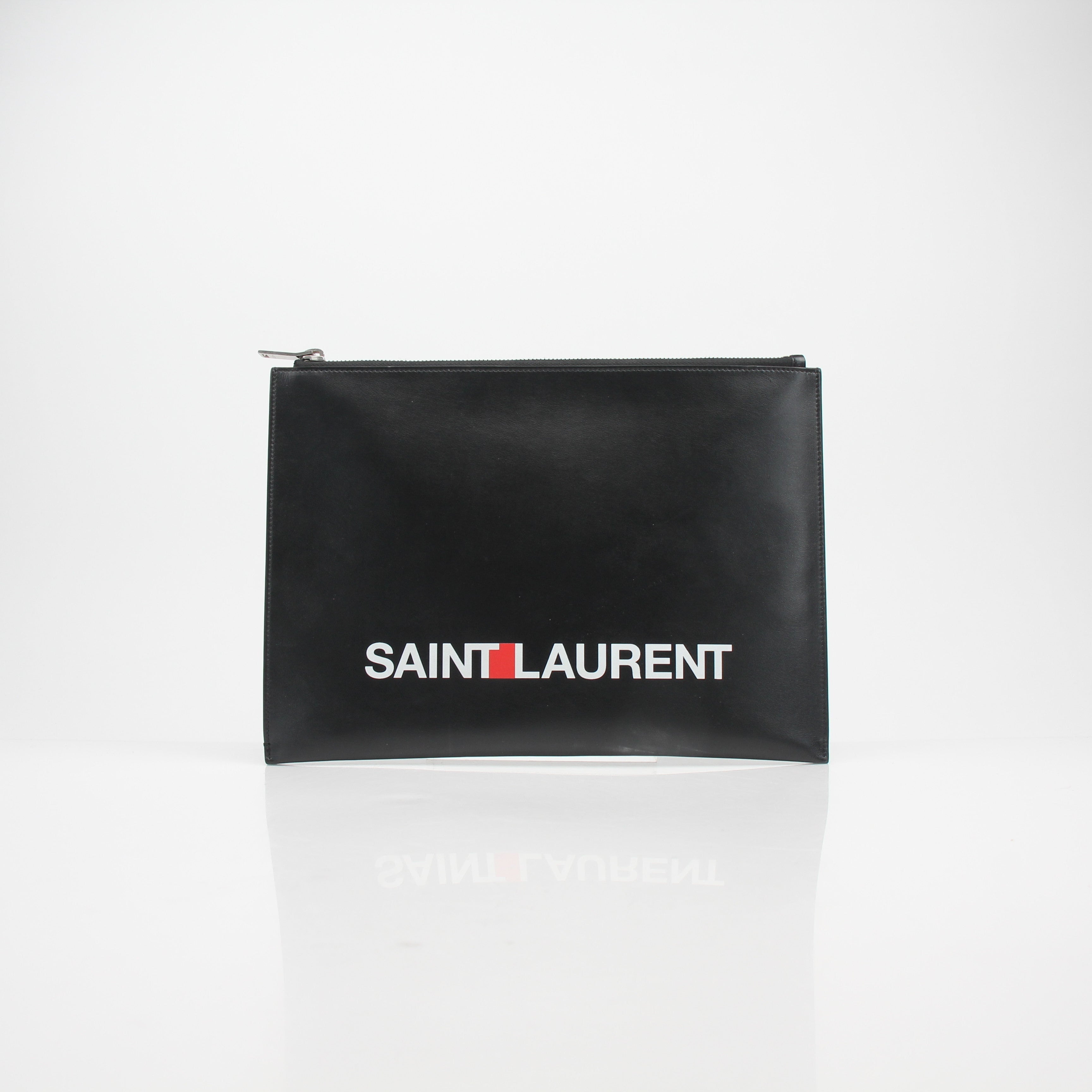 Saint Laurent Logo Leather Clutch