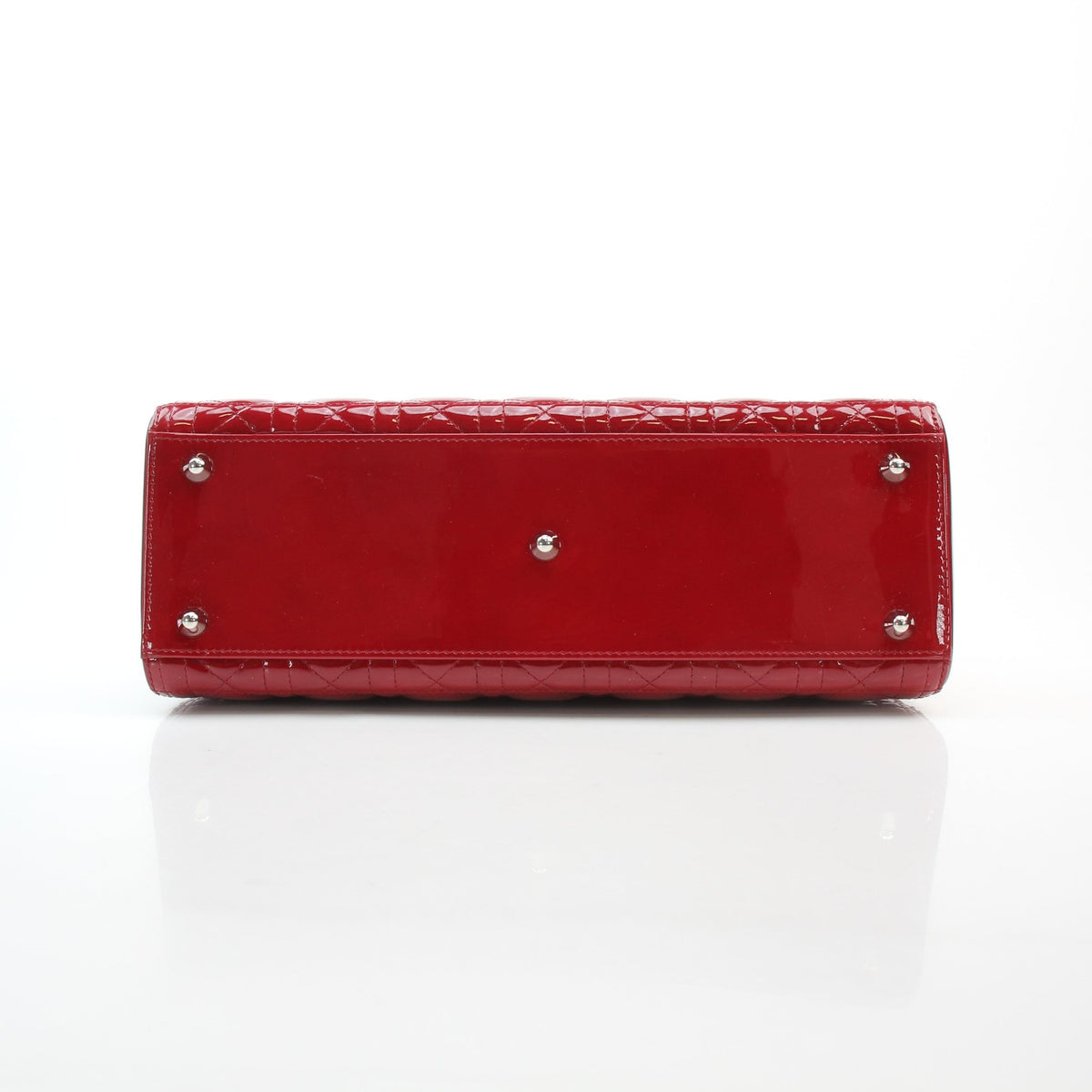 Christian Dior red patent leather large Lady Dior handbag by Gold & Beyond