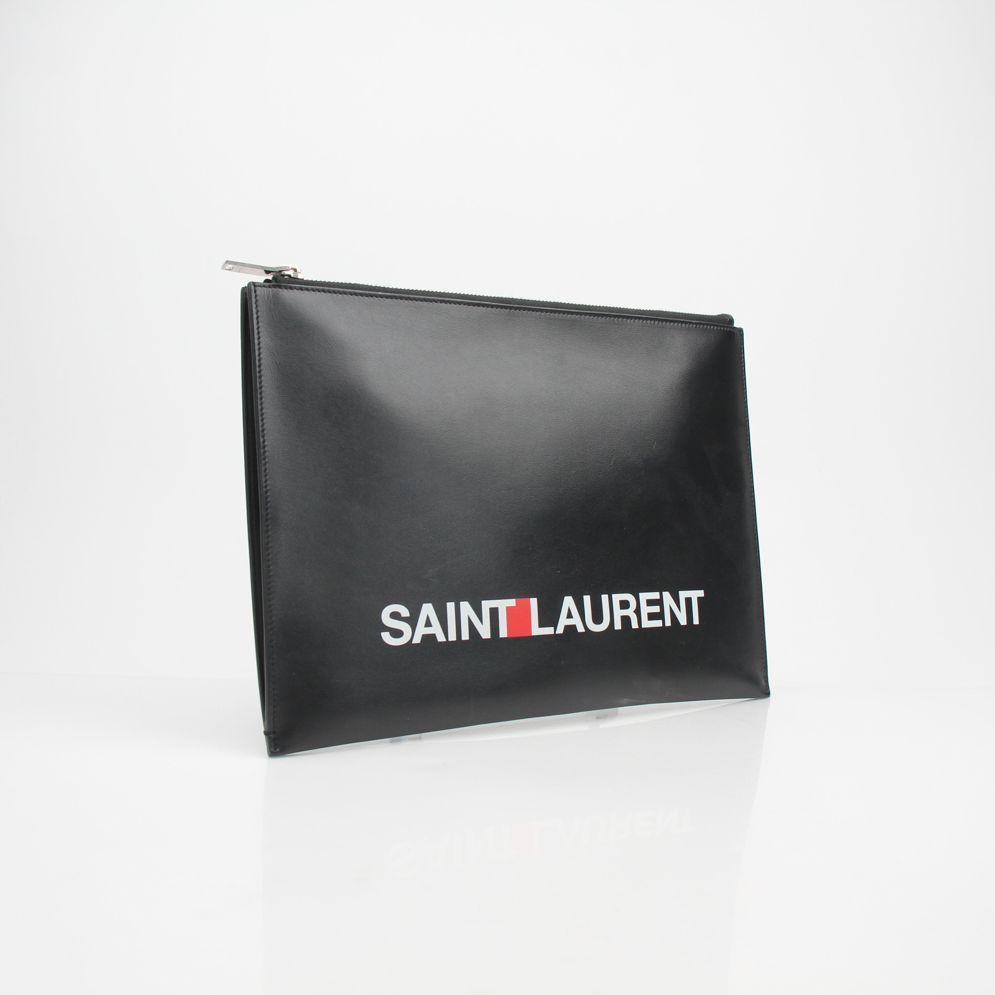 Saint Laurent Logo Leather Clutch