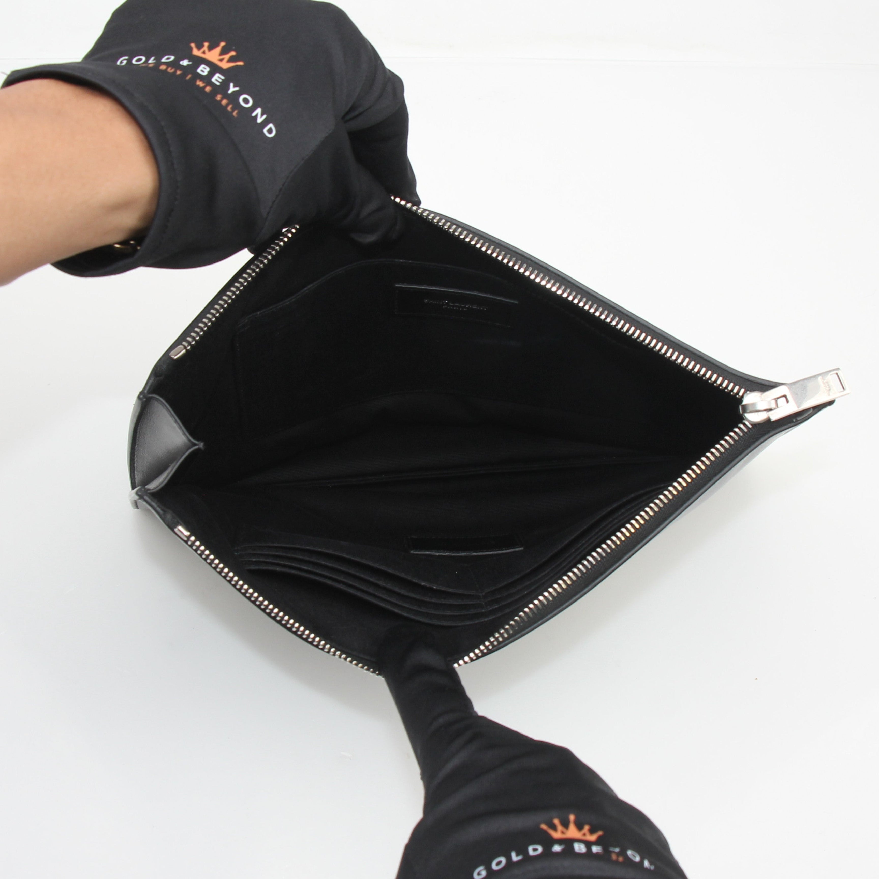 Saint Laurent Logo Leather Clutch