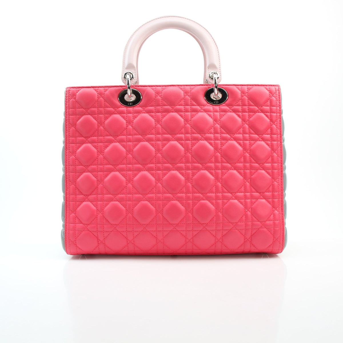 Christian Dior tricolor lambskin large Lady Dior handbag with structured silhouette and top handles