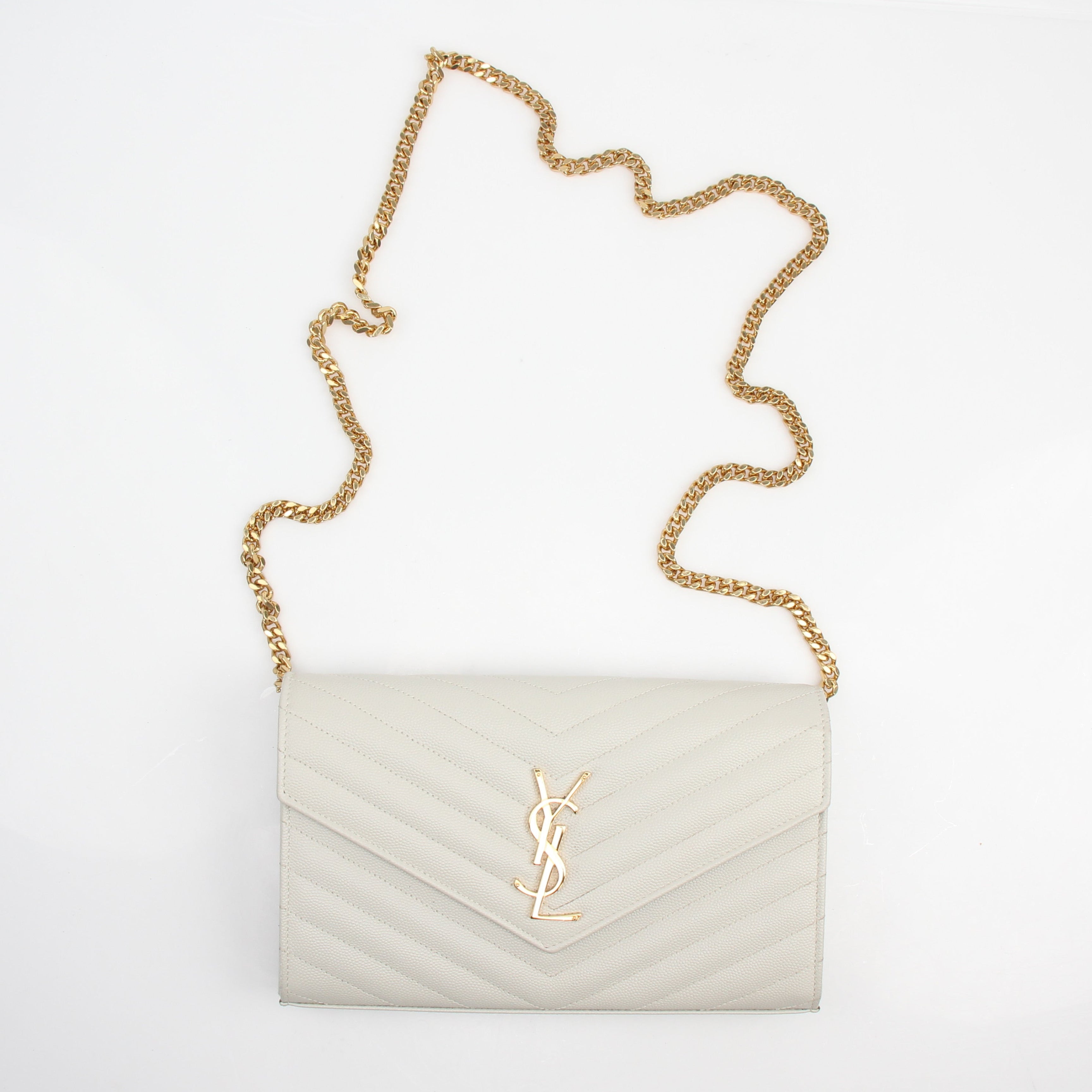Saint Laurent Monogram Quilted Chain Wallet