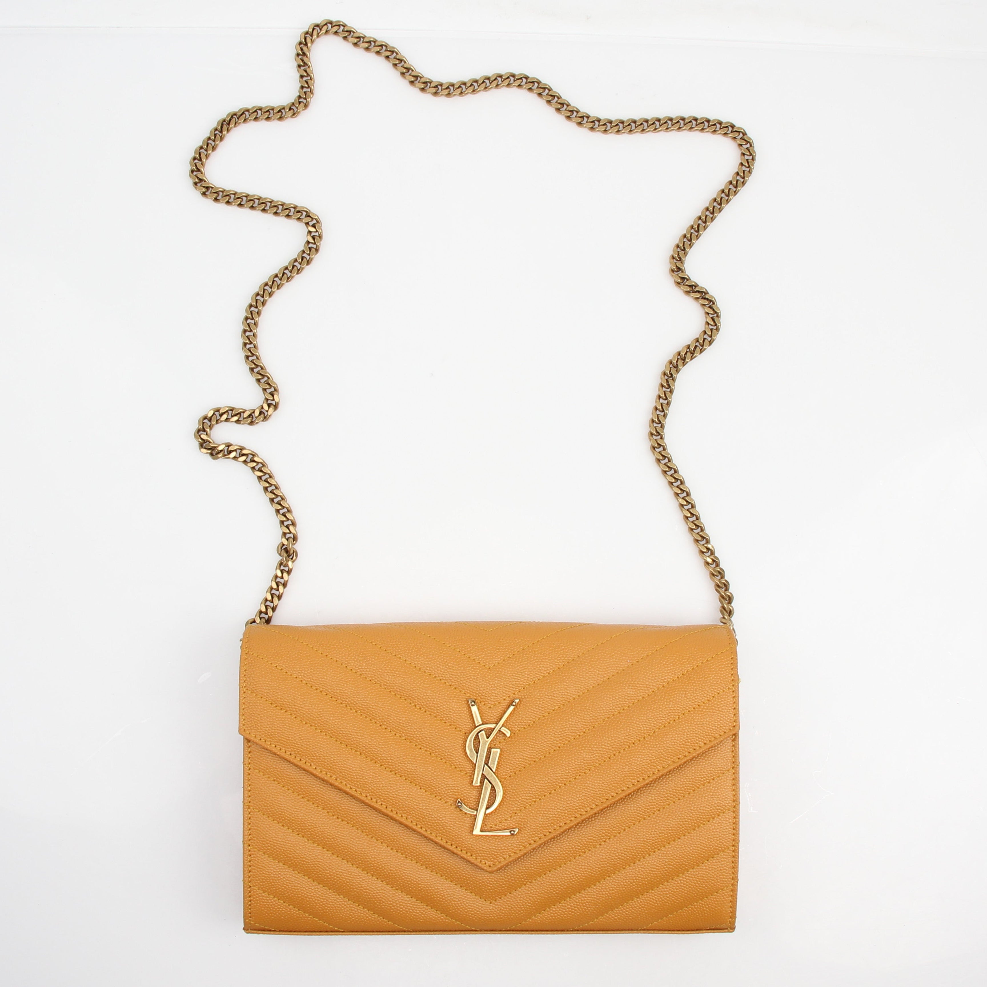 Saint Laurent Monogram Quilted Wallet on Chain