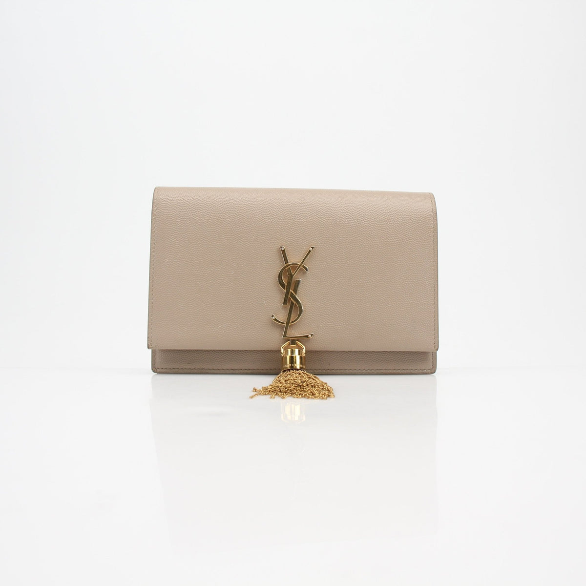 Gold & Beyond Saint Laurent Kate Tassel Wallet on Chain handbag with tassel detail and chain strap, stylish and compact accessory.