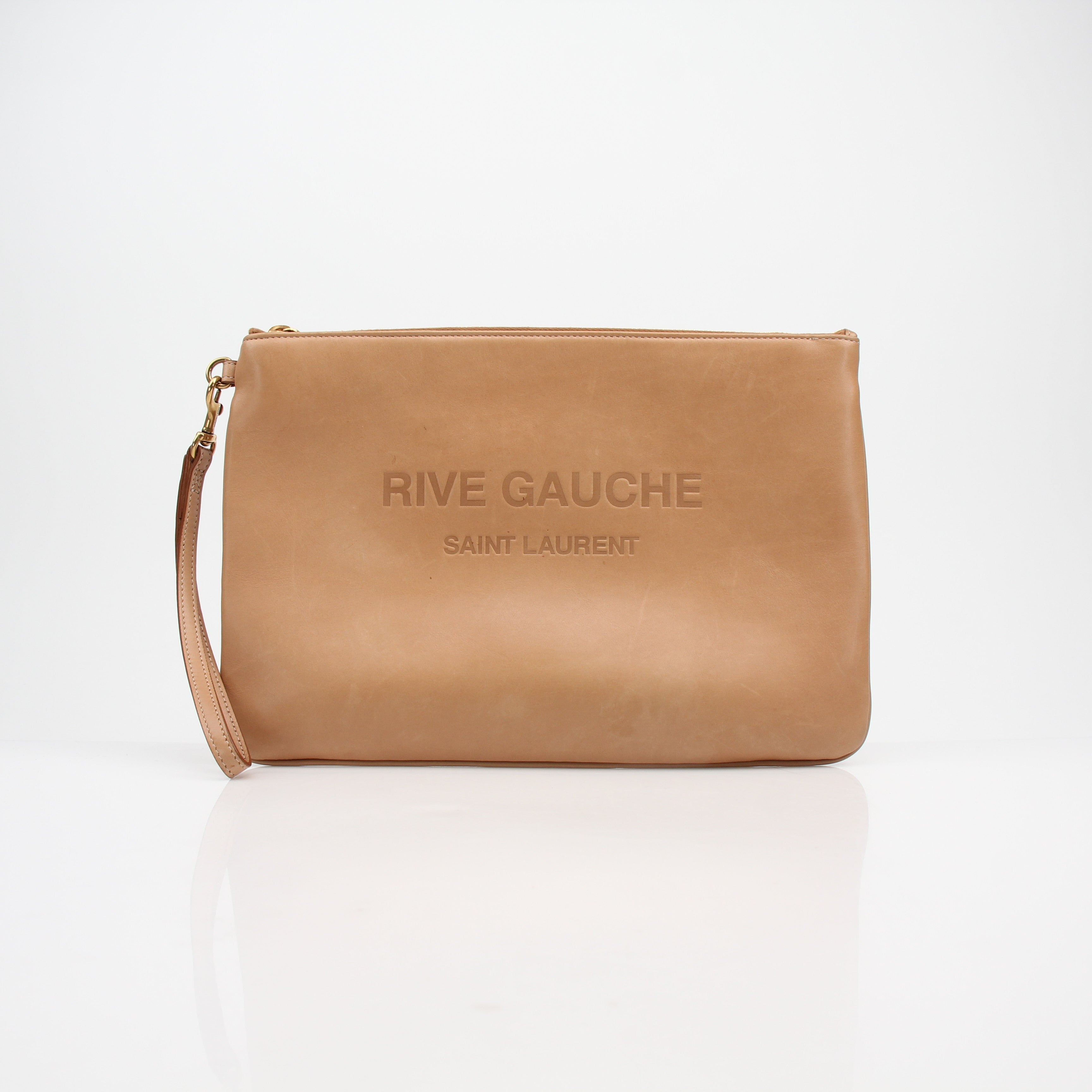 Saint Laurent Rive Gauche Leather Wristlet Clutch